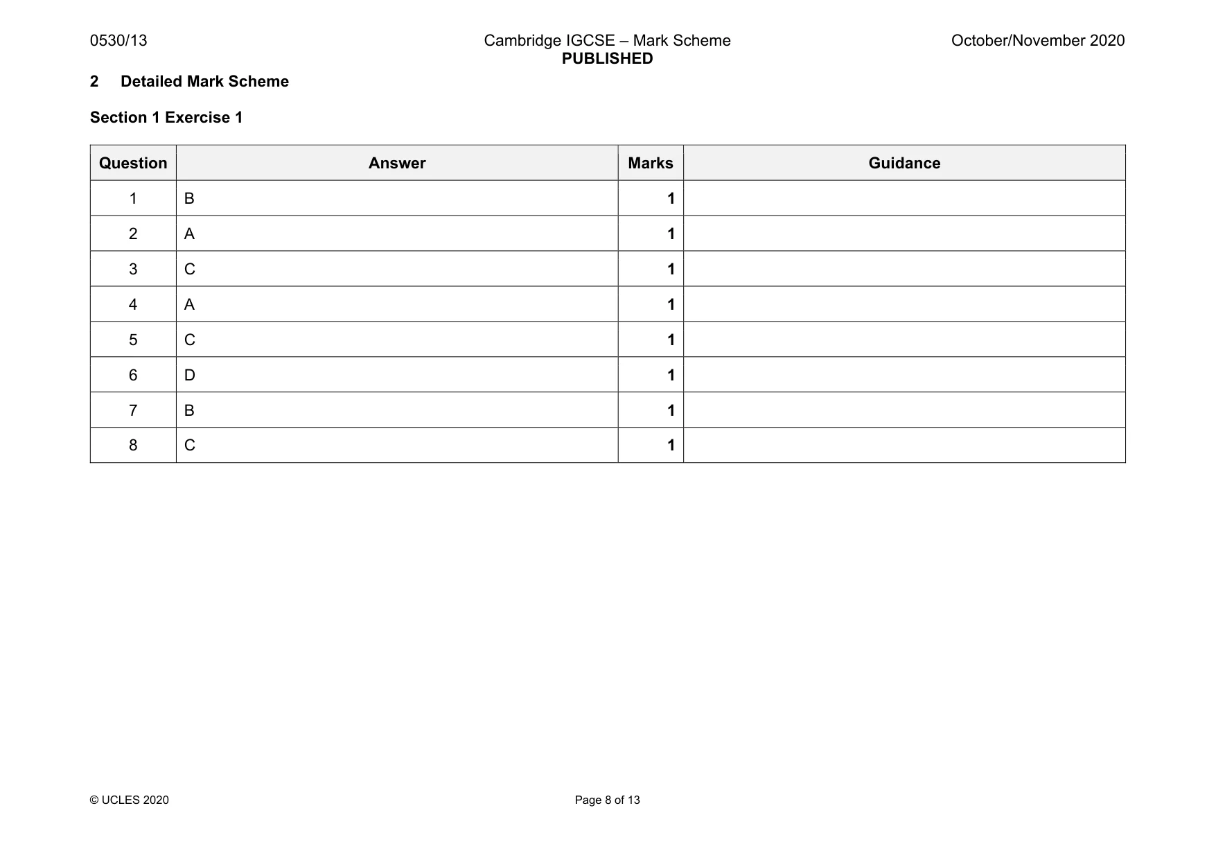 Mark scheme, page 8 of 13