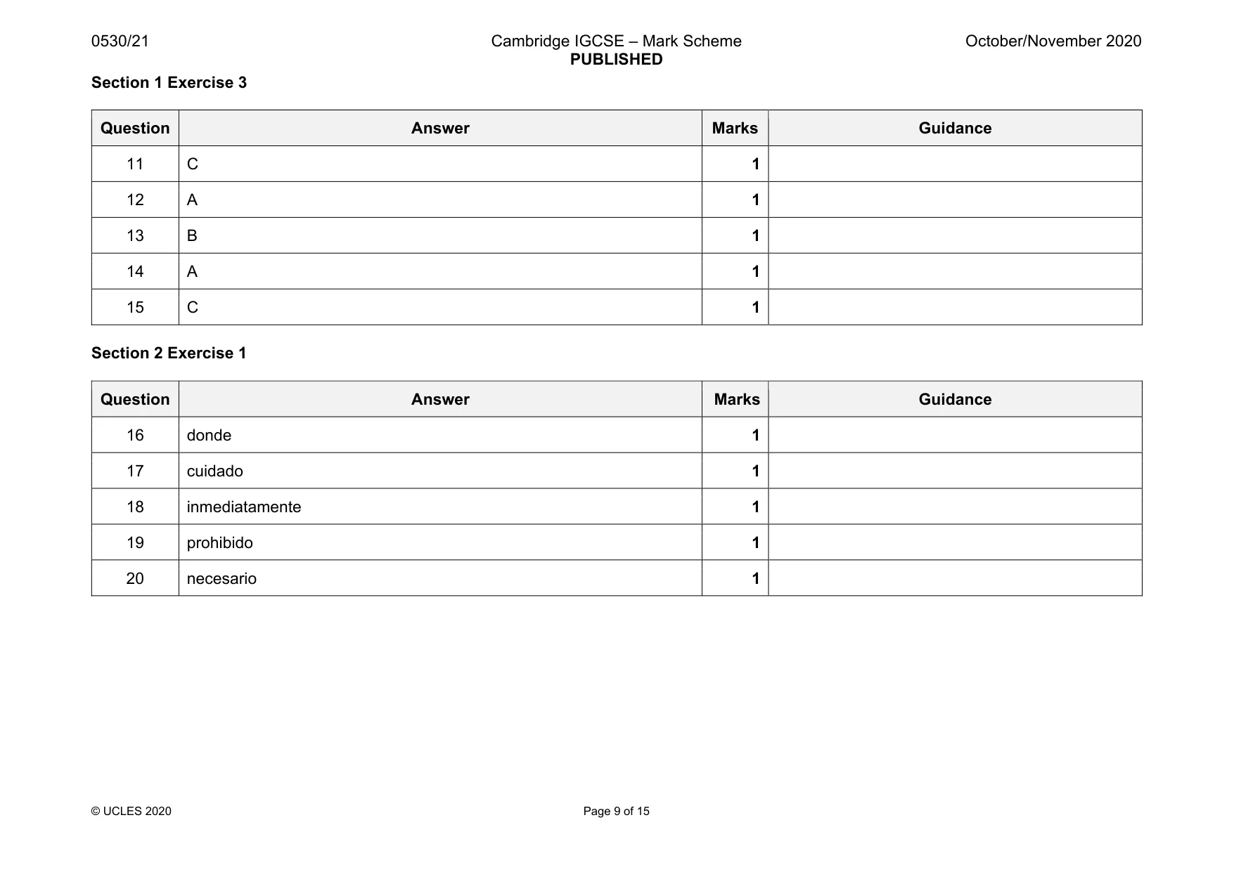 Mark scheme, page 9 of 15