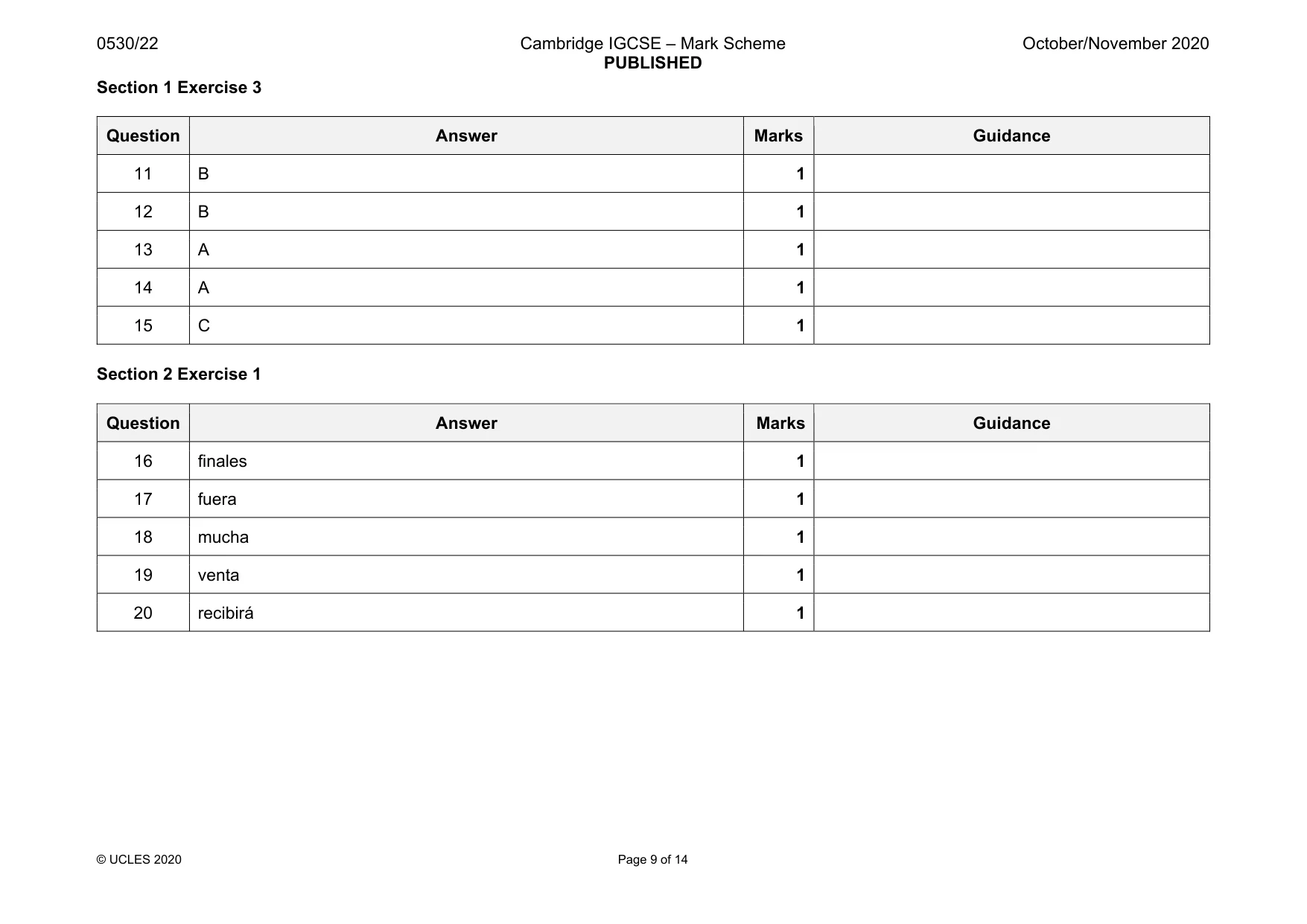 Mark scheme, page 9 of 14