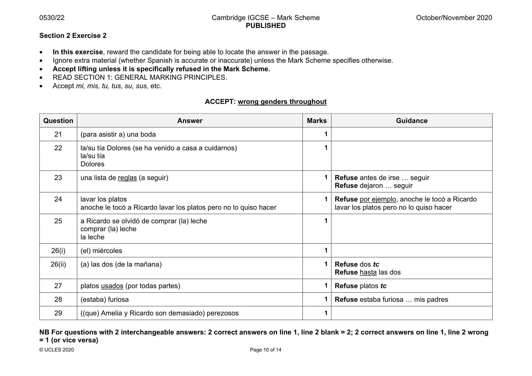 Mark scheme, page 10 of 14
