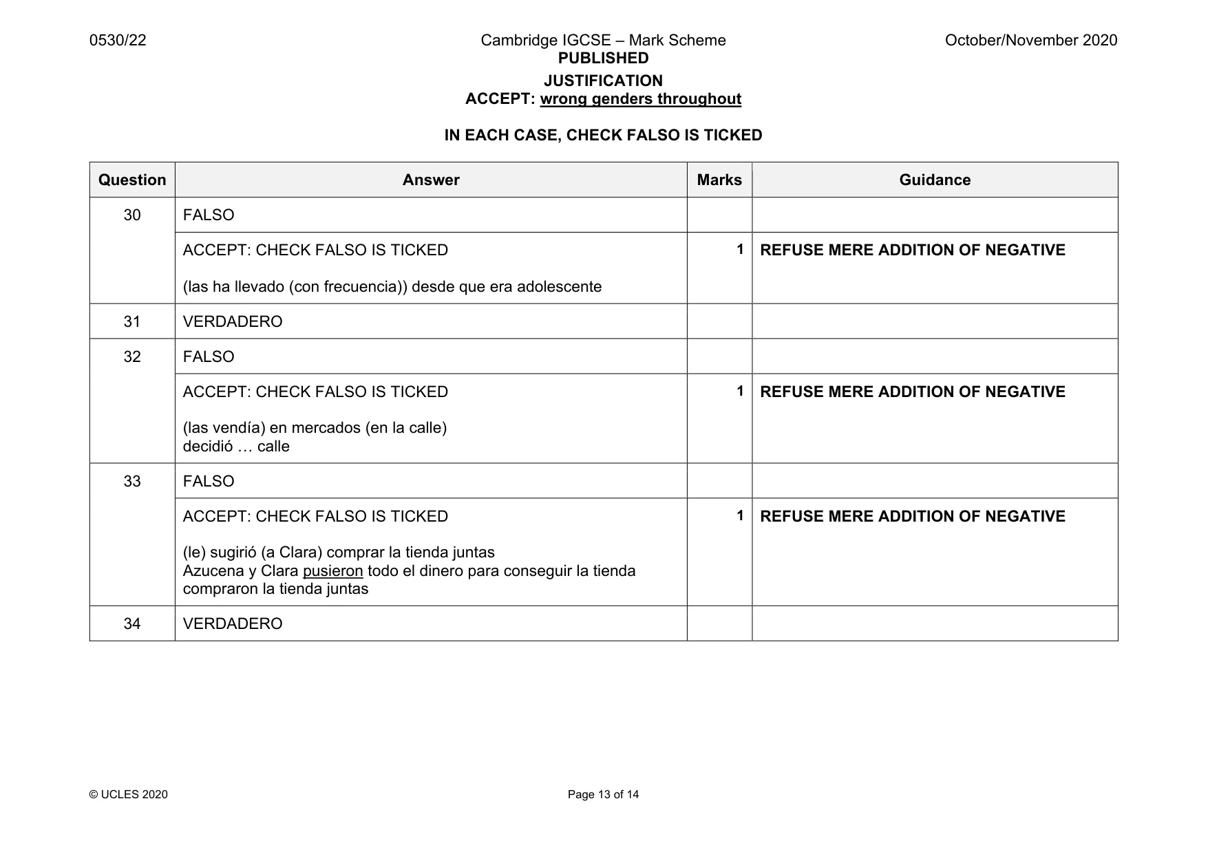 Mark scheme, page 13 of 14