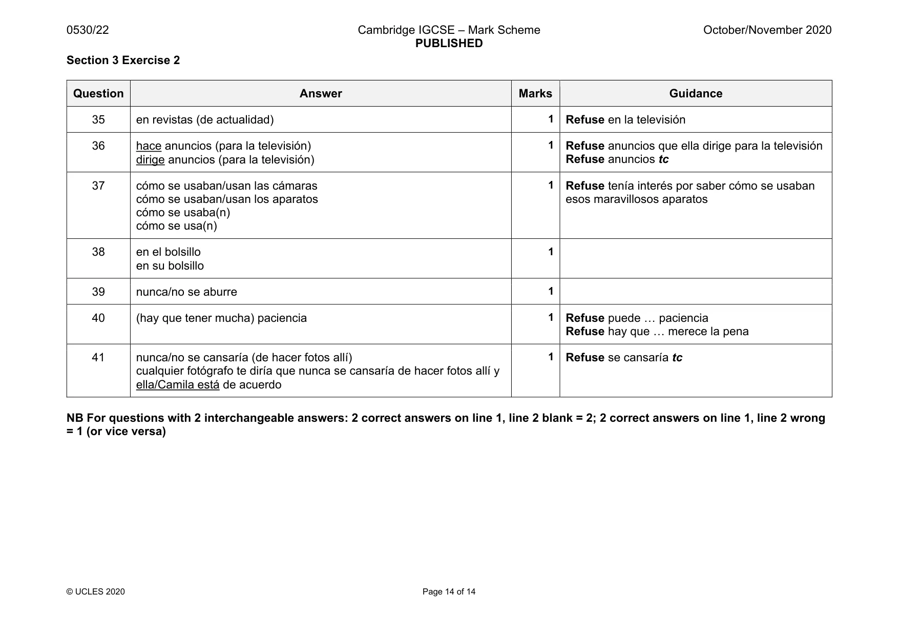 Mark scheme, page 14 of 14