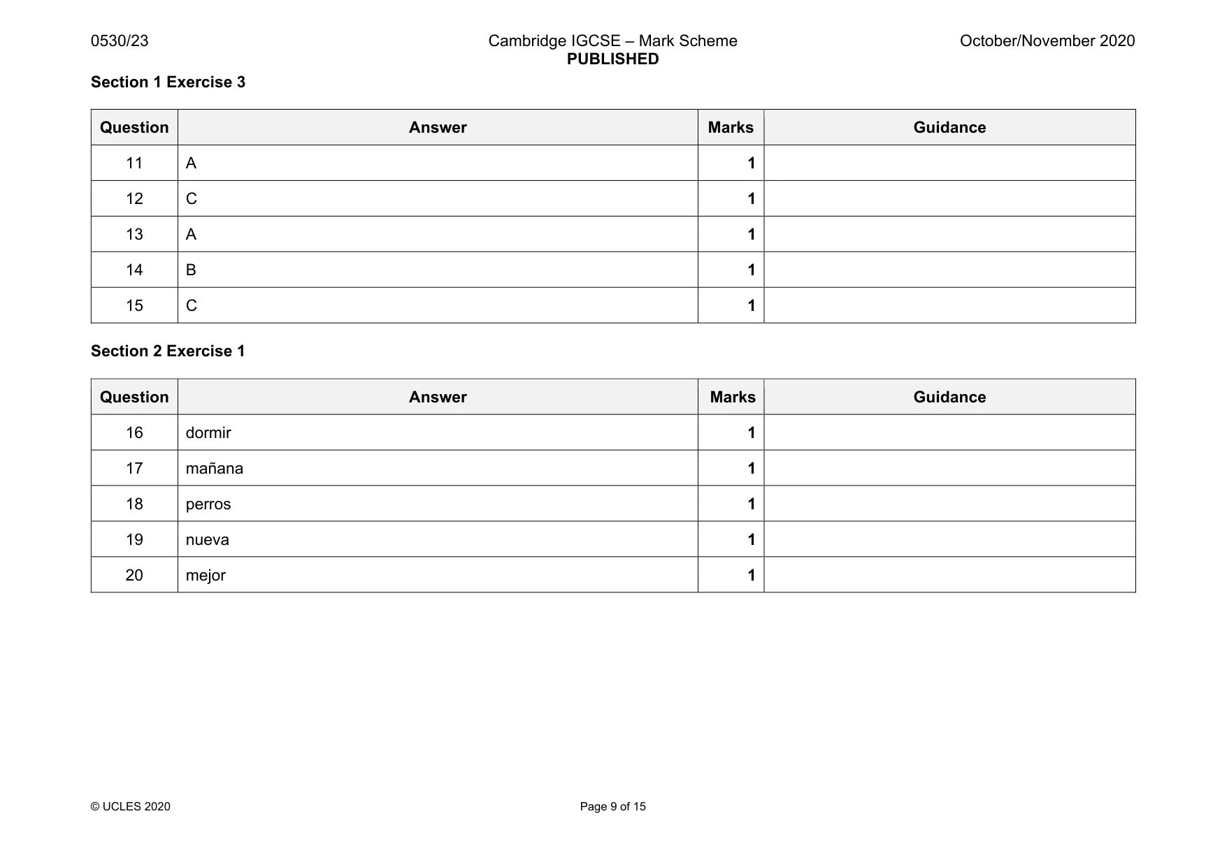 Mark scheme, page 9 of 15