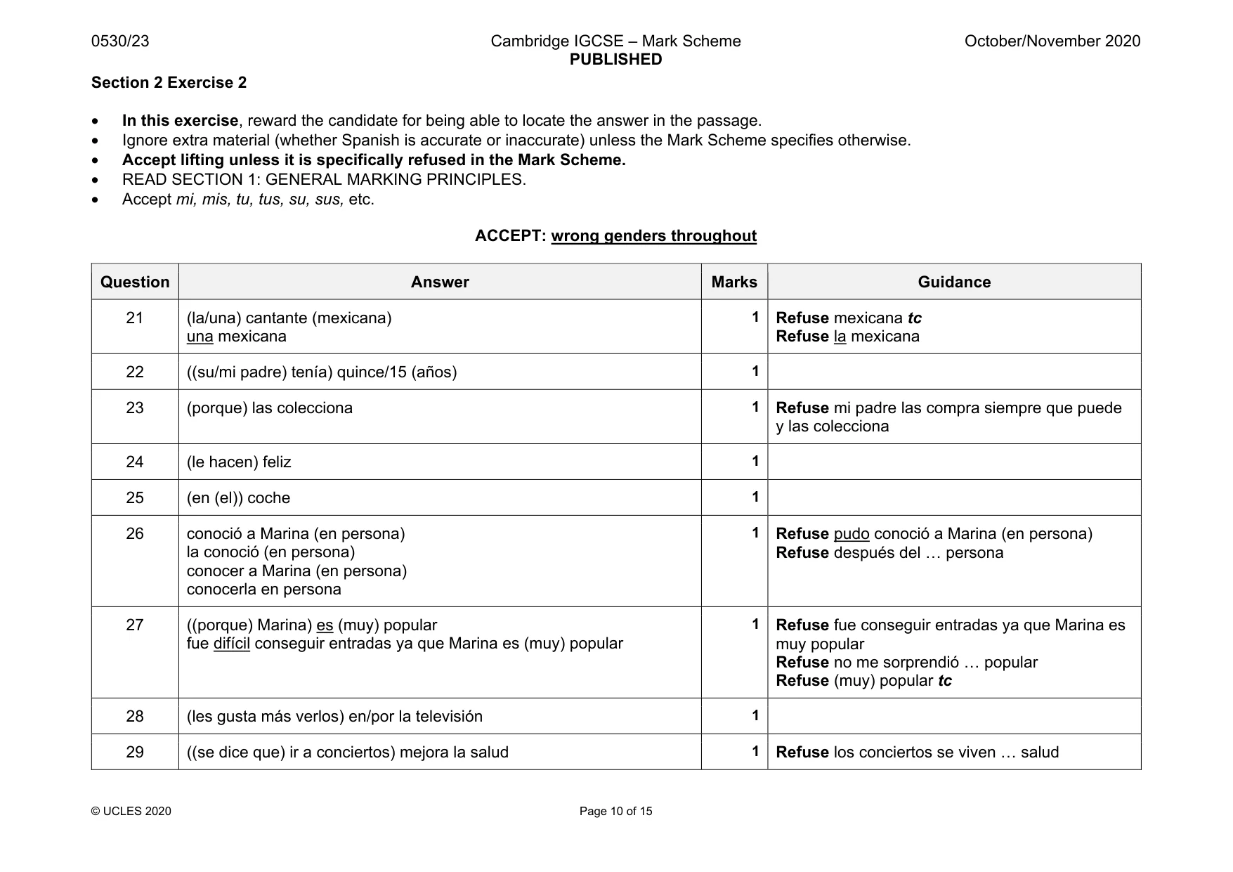 Mark scheme, page 10 of 15