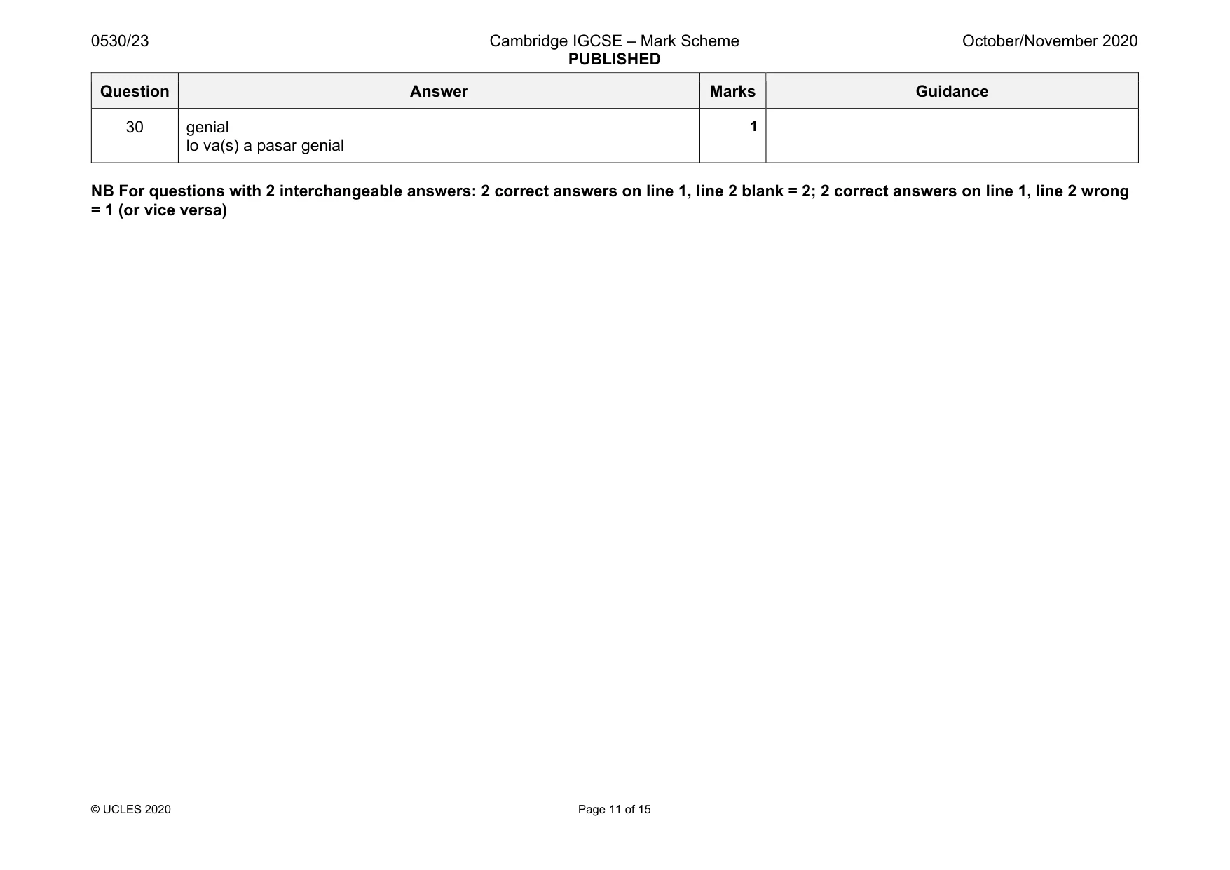 Mark scheme, page 11 of 15