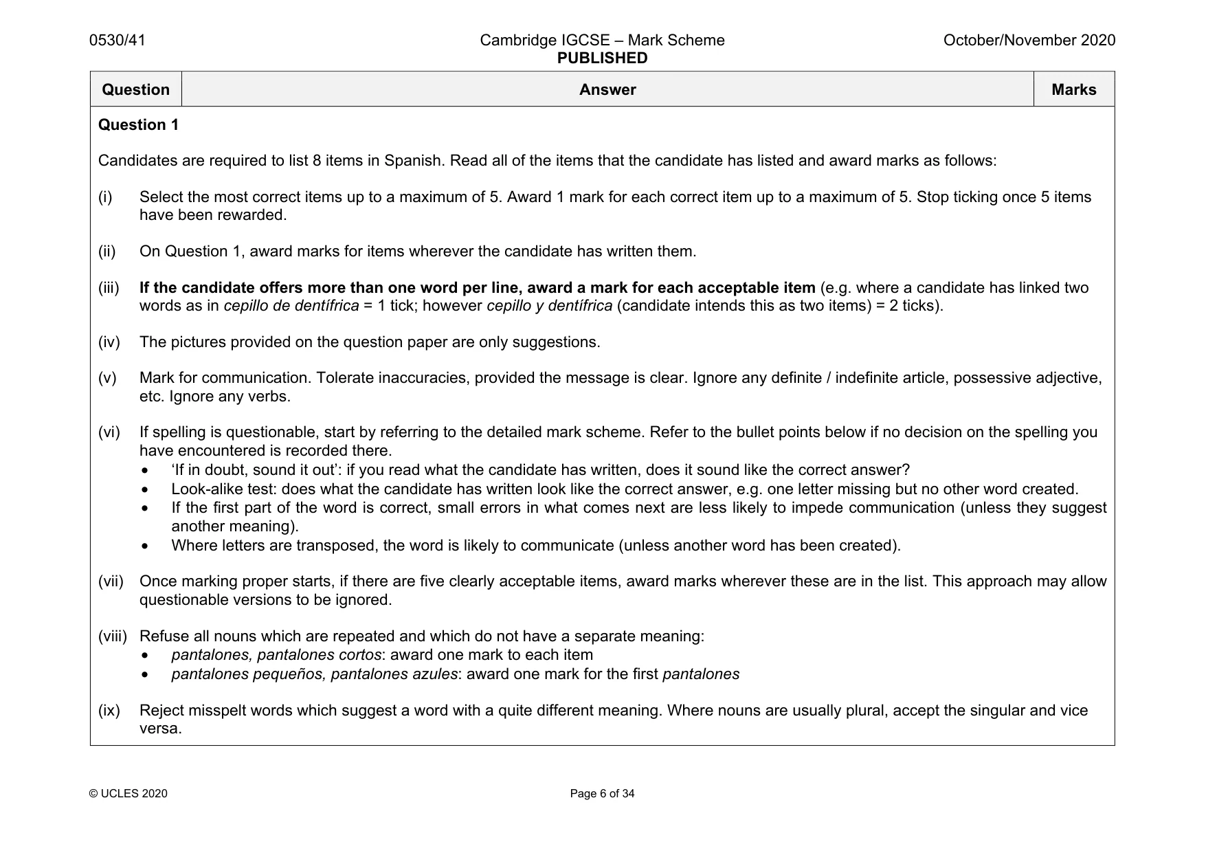Mark scheme, page 6 of 34