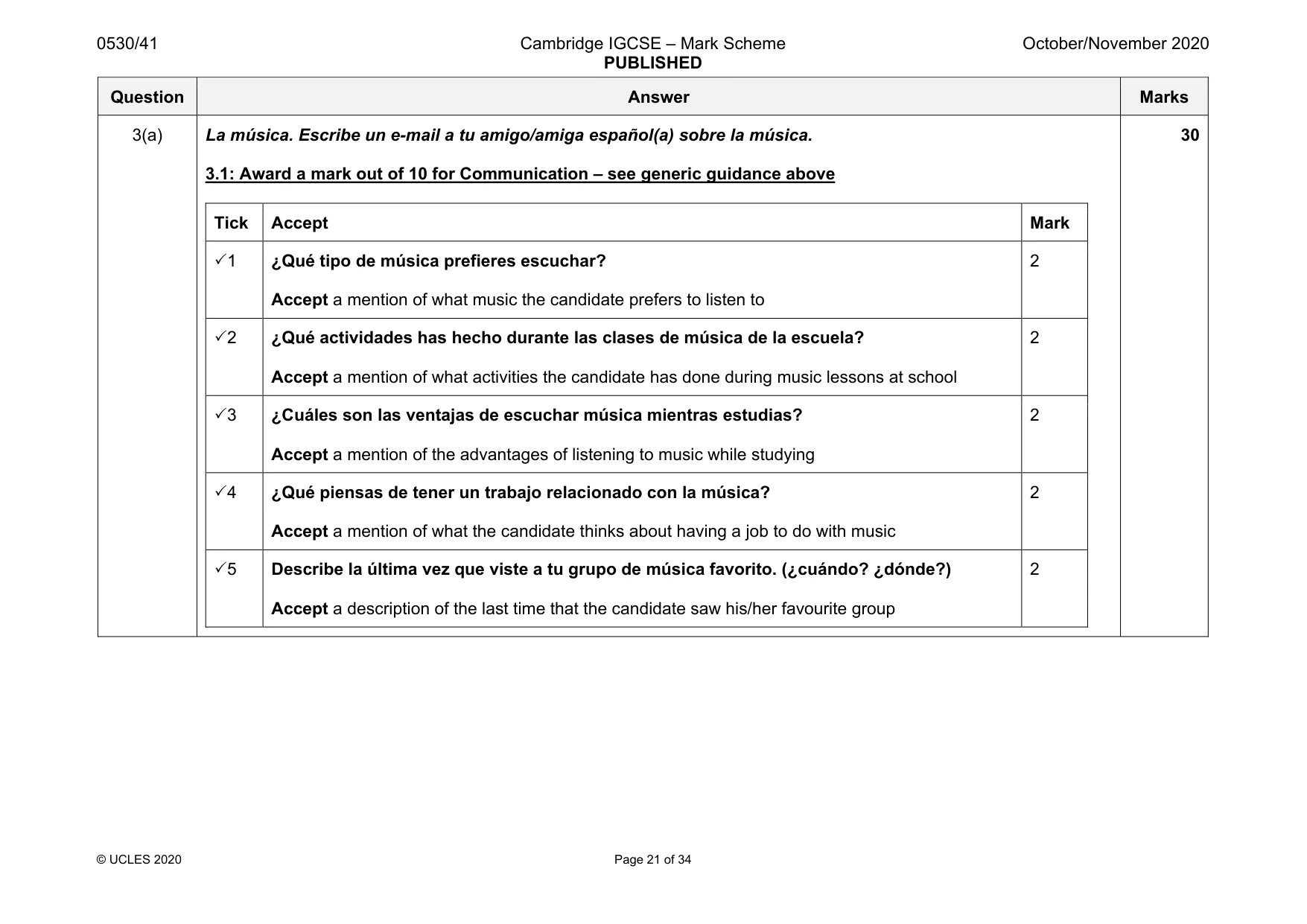 Mark scheme, page 21 of 34