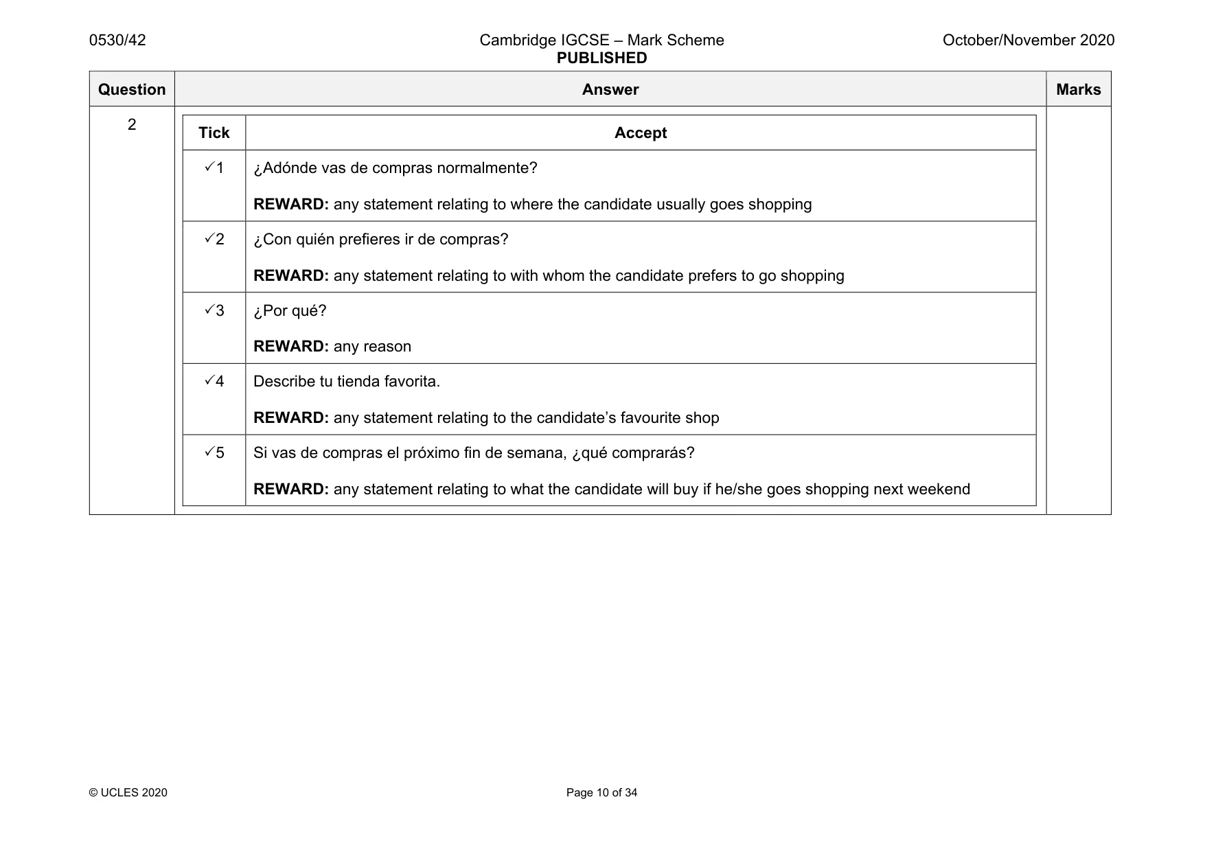 Mark scheme, page 10 of 34