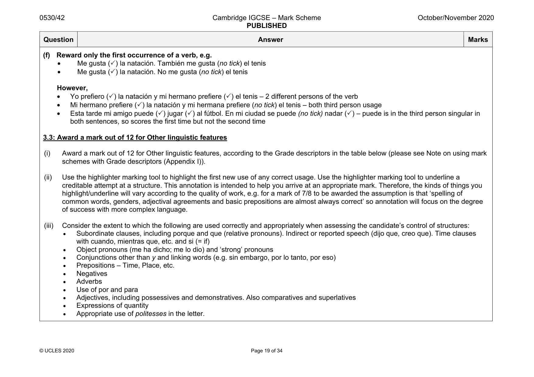 Mark scheme, page 19 of 34