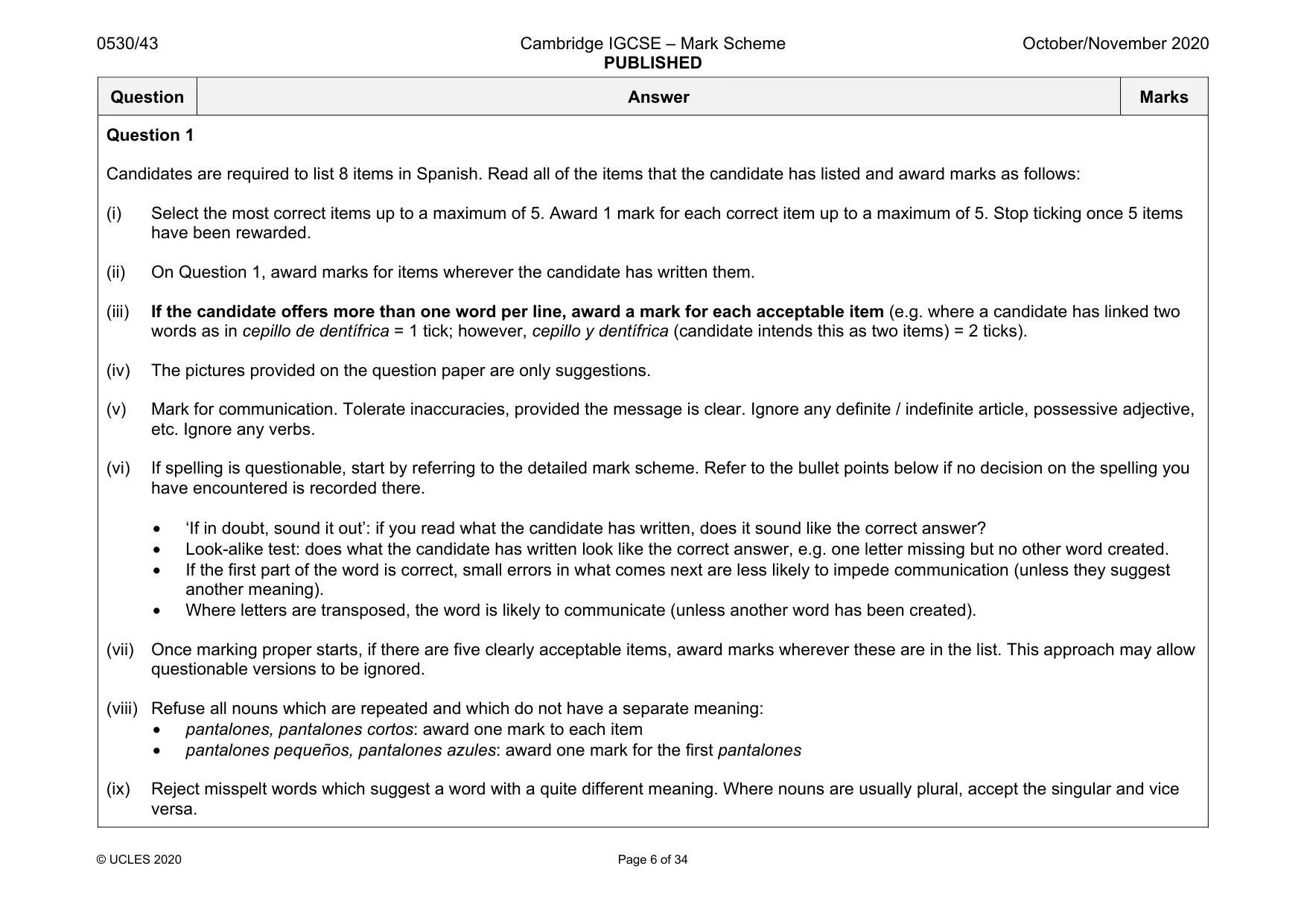 Mark scheme, page 6 of 34
