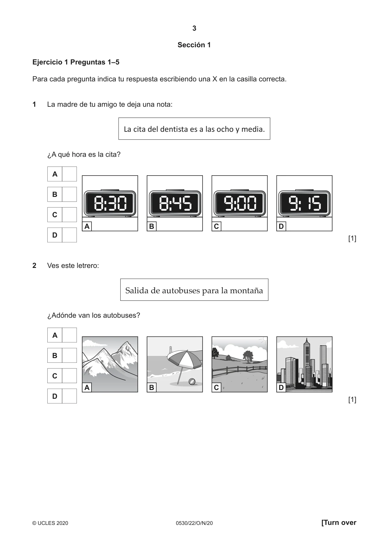 Cambridge IGCSE Spanish - Foreign Language 0530 2020 Oct/Nov Paper 2 · Variant 2 question paper, page 3 of 16