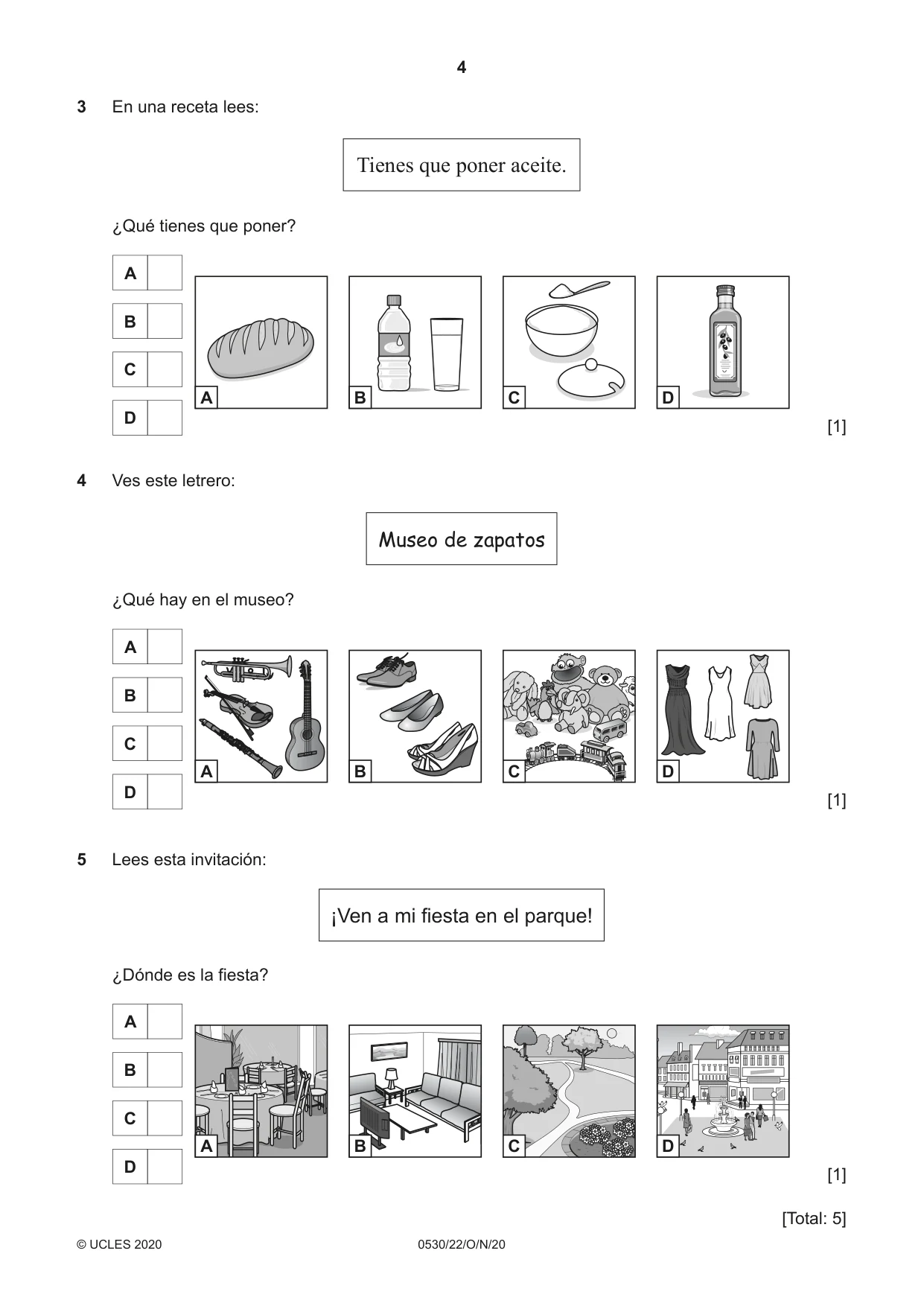 Cambridge IGCSE Spanish - Foreign Language 0530 2020 Oct/Nov Paper 2 · Variant 2 question paper, page 4 of 16