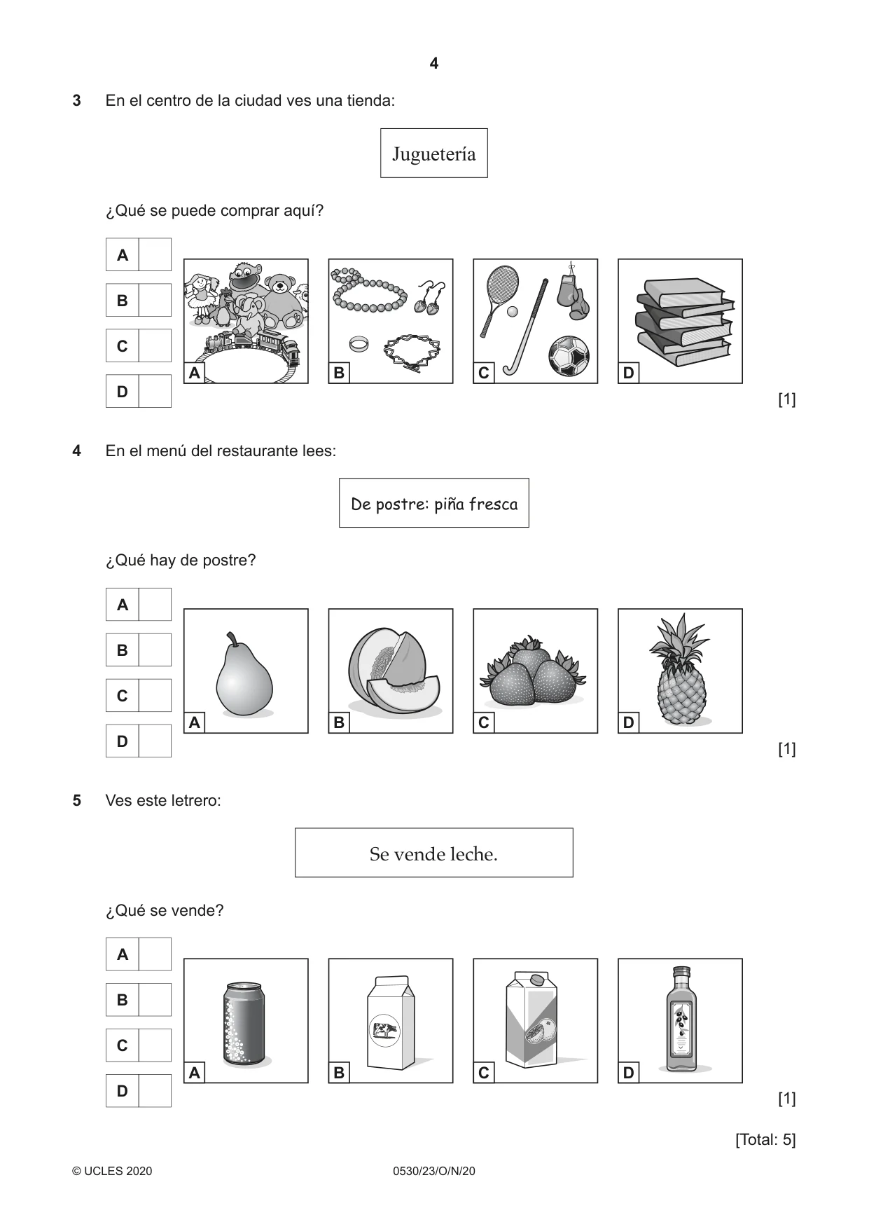 Cambridge IGCSE Spanish - Foreign Language 0530 2020 Oct/Nov Paper 2 · Variant 3 question paper, page 4 of 16