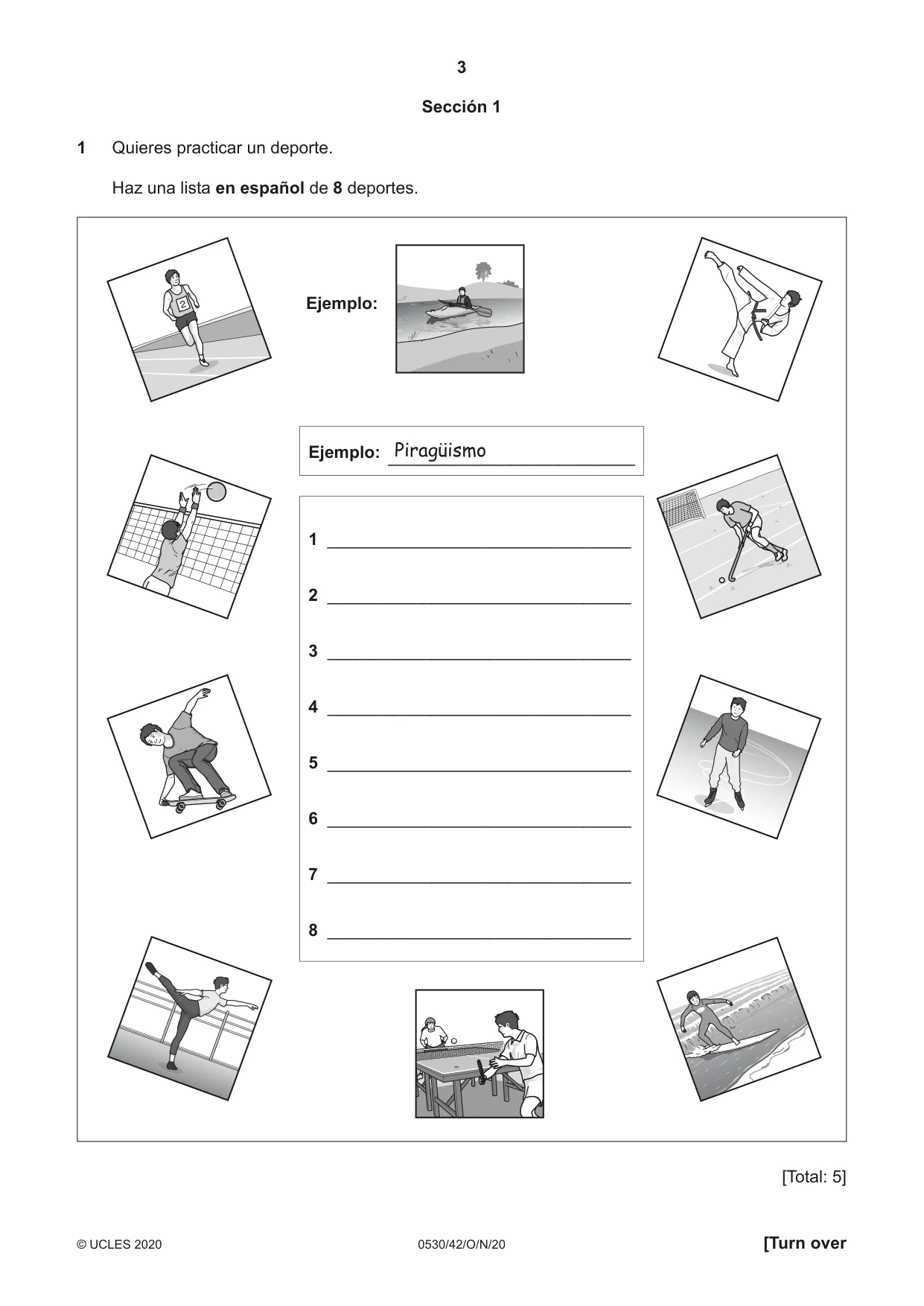 Cambridge IGCSE Spanish - Foreign Language 0530 2020 Oct/Nov Paper 4 · Variant 2 question paper, page 3 of 8
