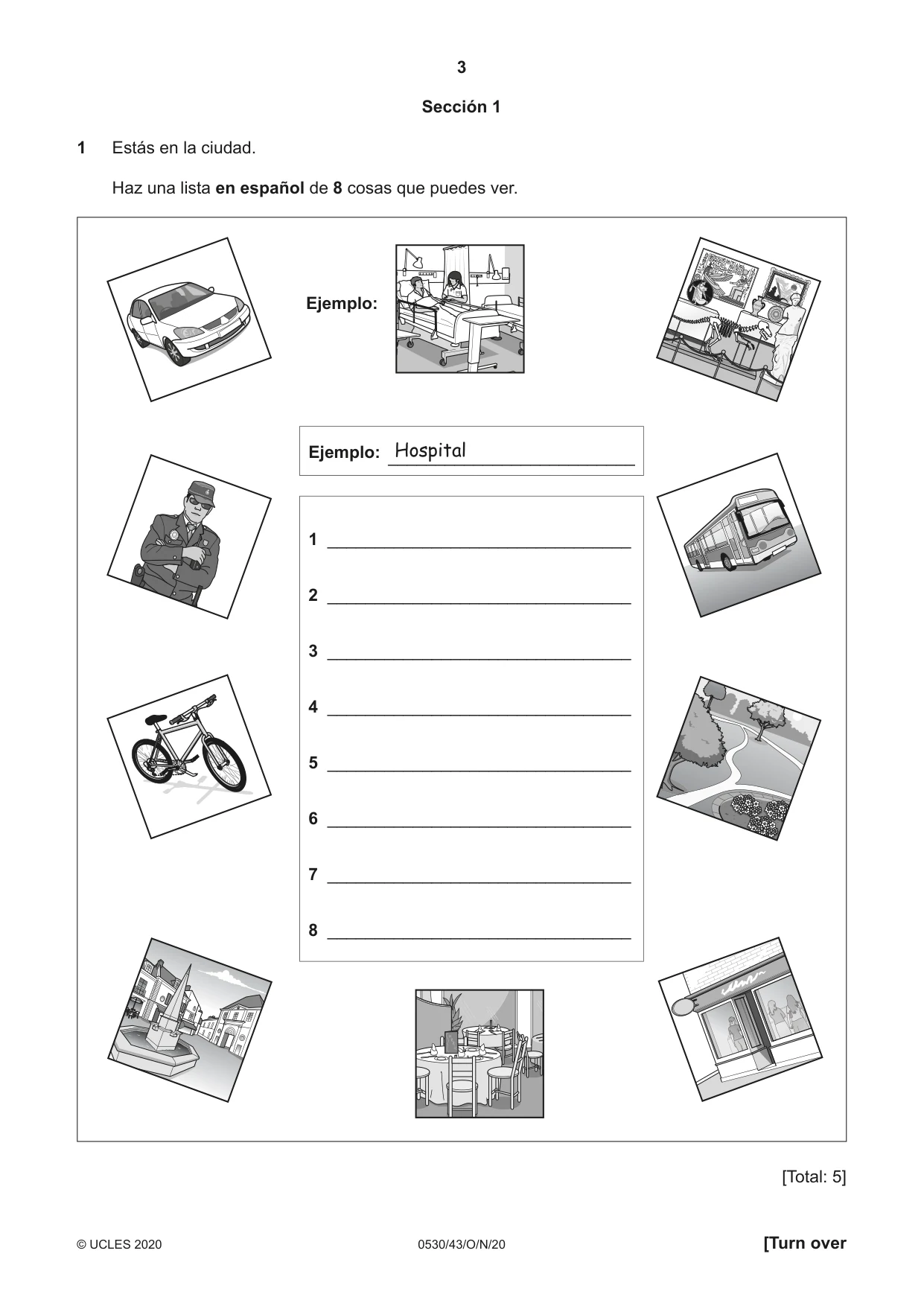 Cambridge IGCSE Spanish - Foreign Language 0530 2020 Oct/Nov Paper 4 · Variant 3 question paper, page 3 of 8
