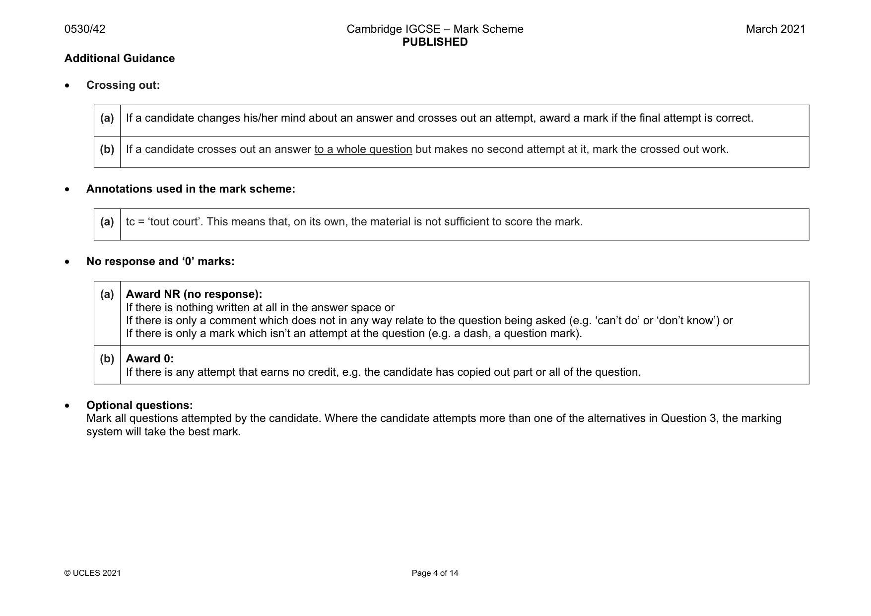 Mark scheme, page 4 of 14