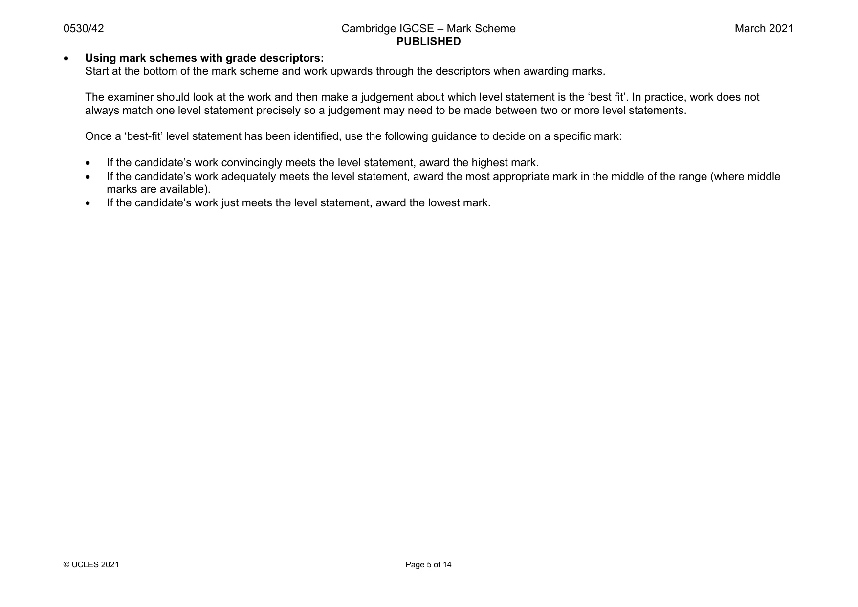 Mark scheme, page 5 of 14