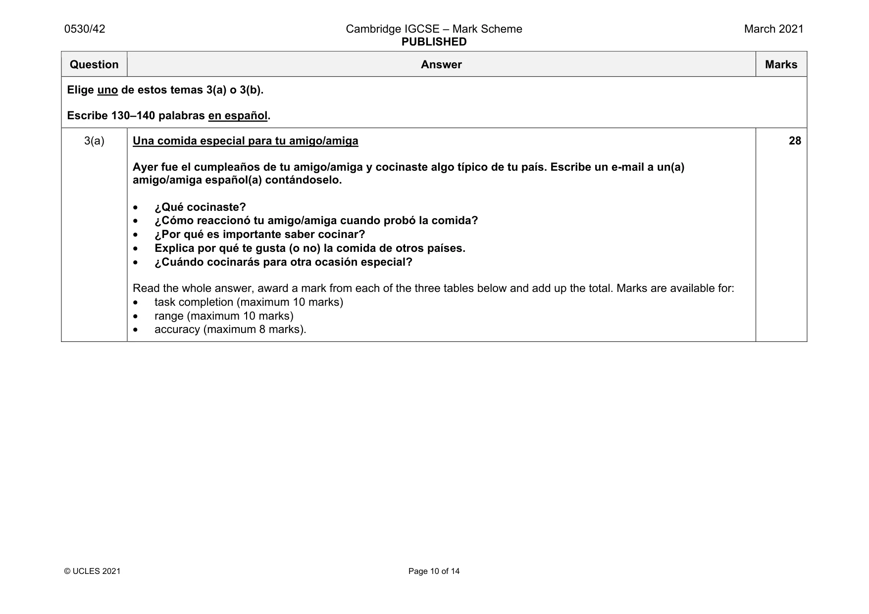 Mark scheme, page 10 of 14