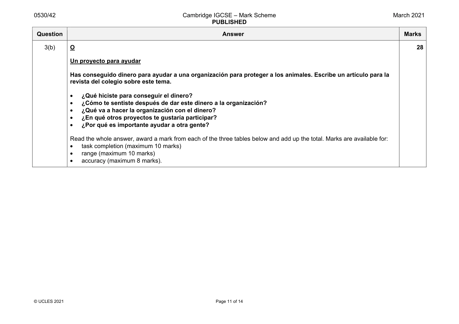Mark scheme, page 11 of 14