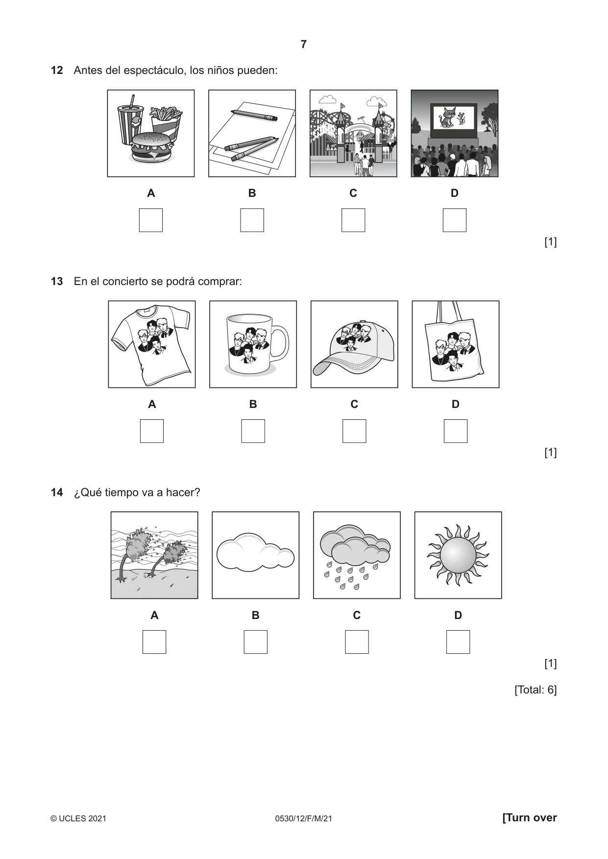 Cambridge IGCSE Spanish - Foreign Language 0530 2021 Feb/March Paper 1 · Variant 2 question paper, page 7 of 16