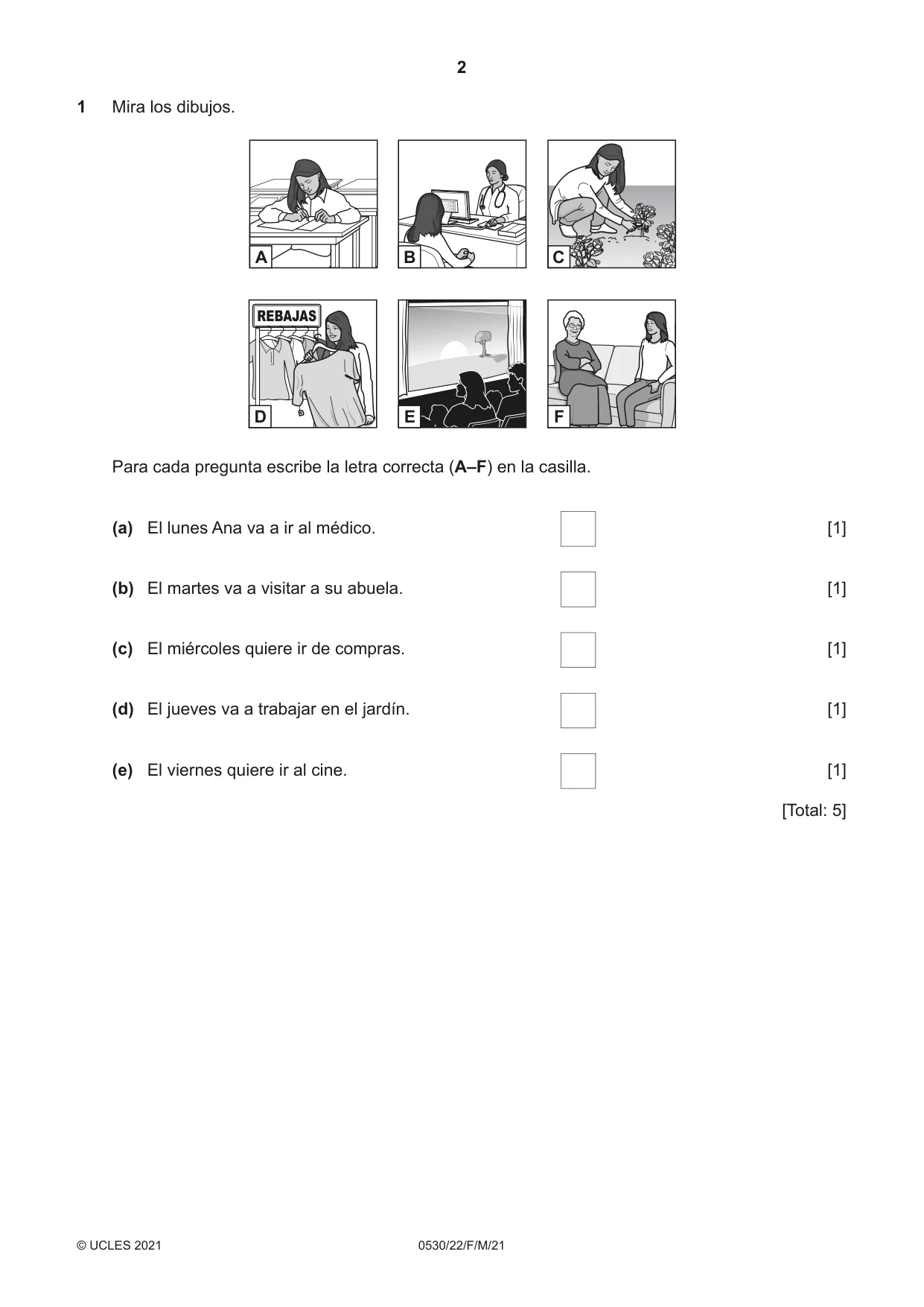 Cambridge IGCSE Spanish - Foreign Language 0530 2021 Feb/March Paper 2 · Variant 2 question paper, page 2 of 12