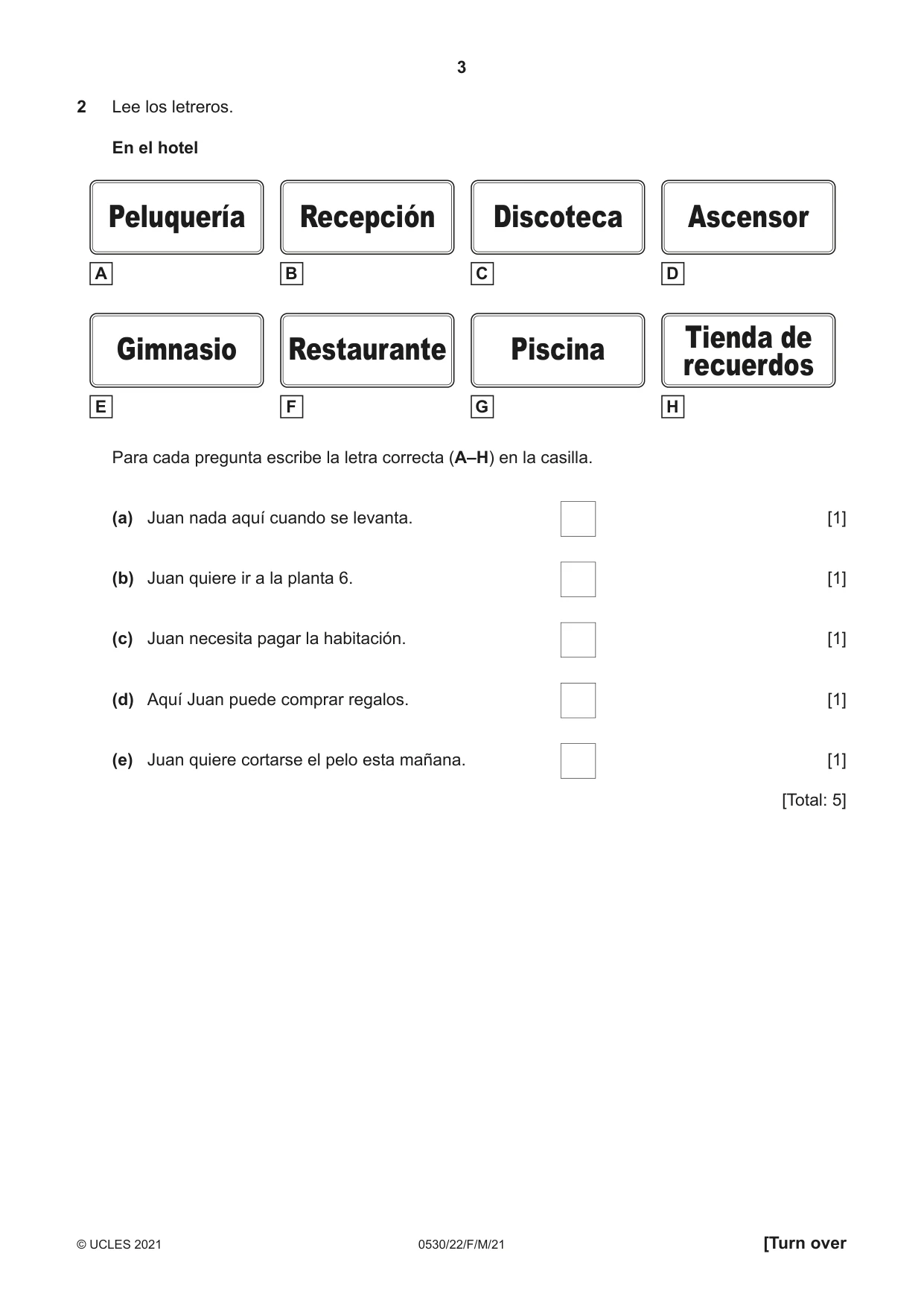 Cambridge IGCSE Spanish - Foreign Language 0530 2021 Feb/March Paper 2 · Variant 2 question paper, page 3 of 12