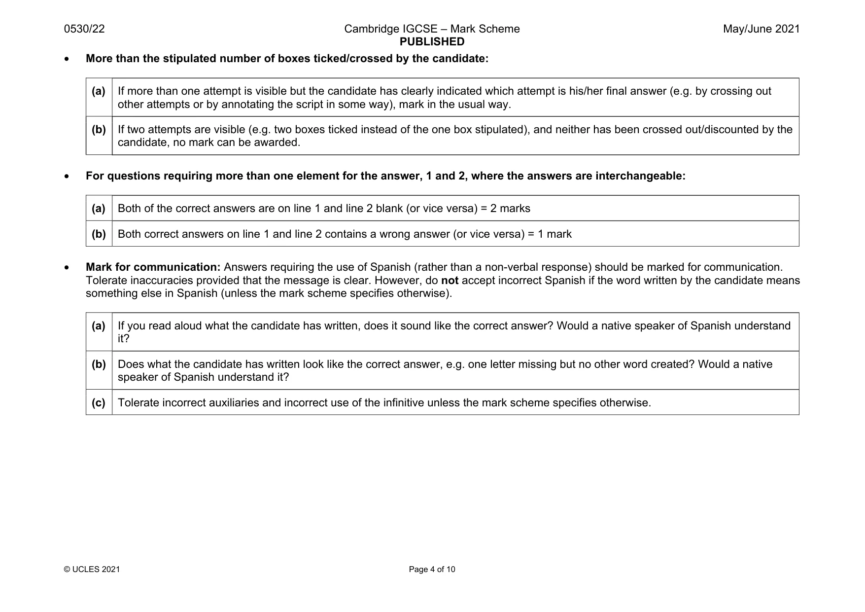 Mark scheme, page 4 of 10