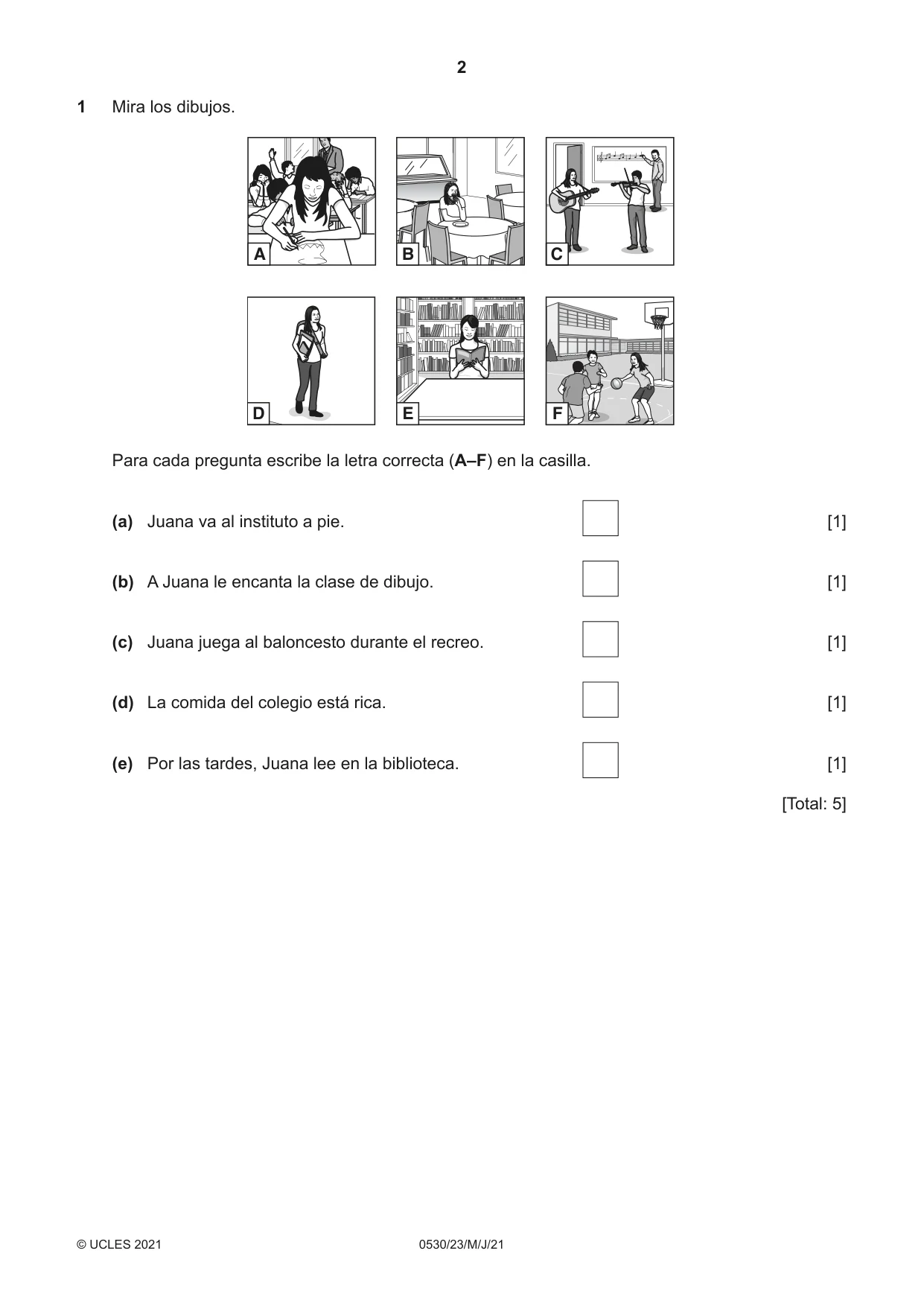 Cambridge IGCSE Spanish - Foreign Language 0530 2021 May/June Paper 2 · Variant 3 question paper, page 2 of 12