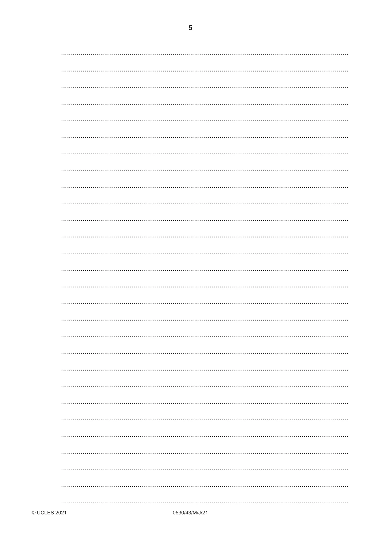 Cambridge IGCSE Spanish - Foreign Language 0530 2021 May/June Paper 4 · Variant 3 question paper, page 5 of 8