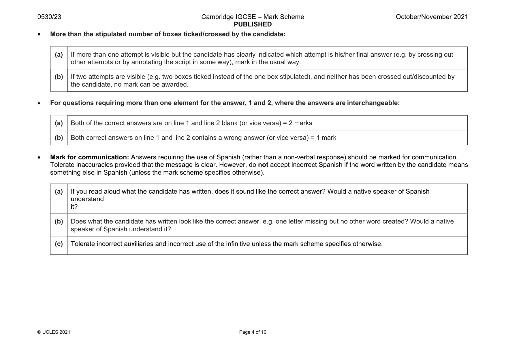 Mark scheme, page 4 of 10