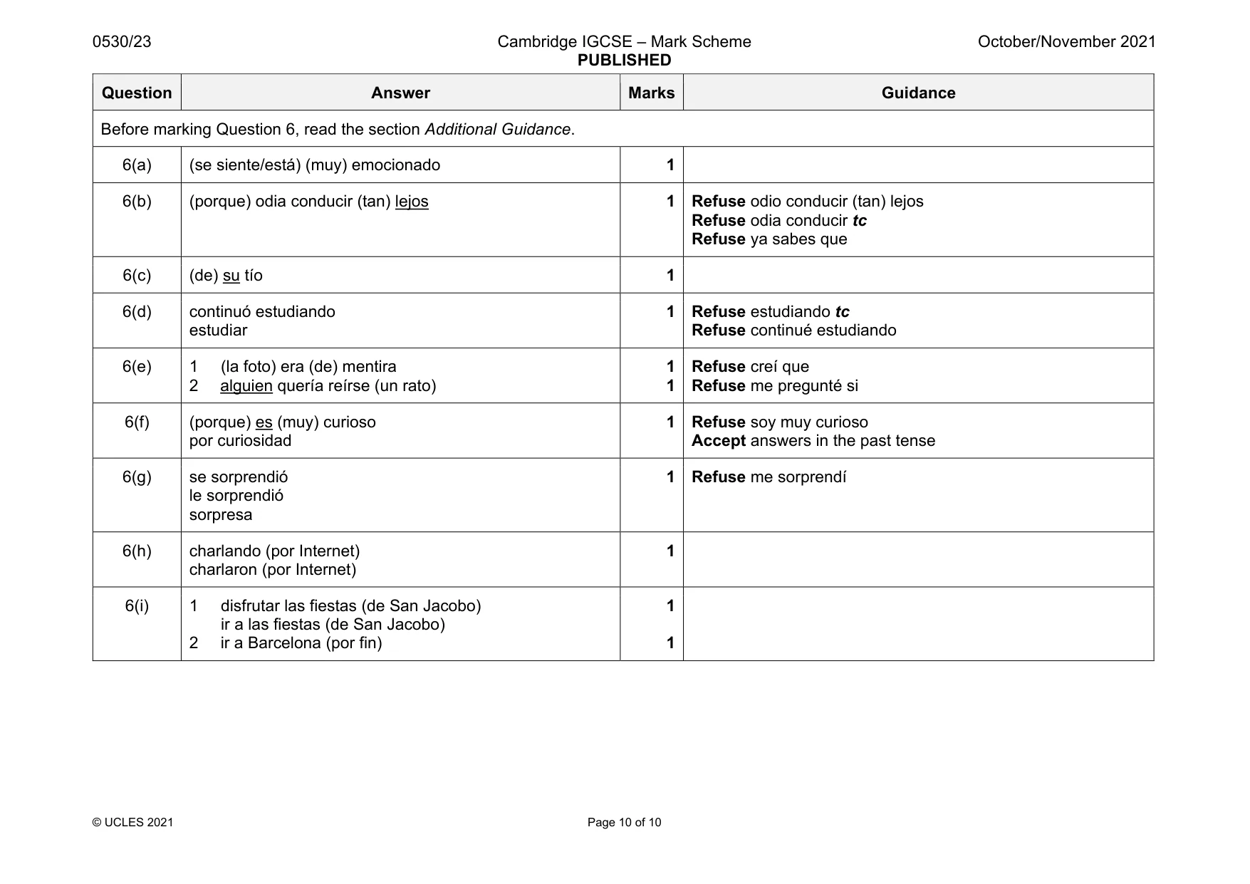 Mark scheme, page 10 of 10