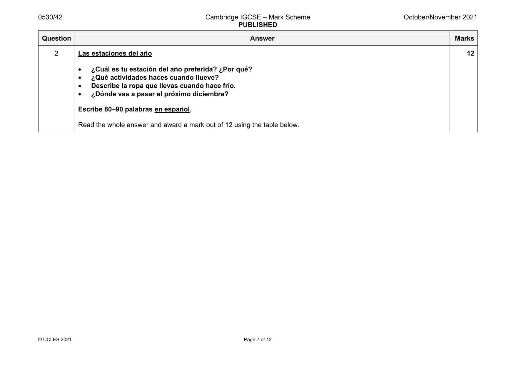 Mark scheme, page 7 of 12