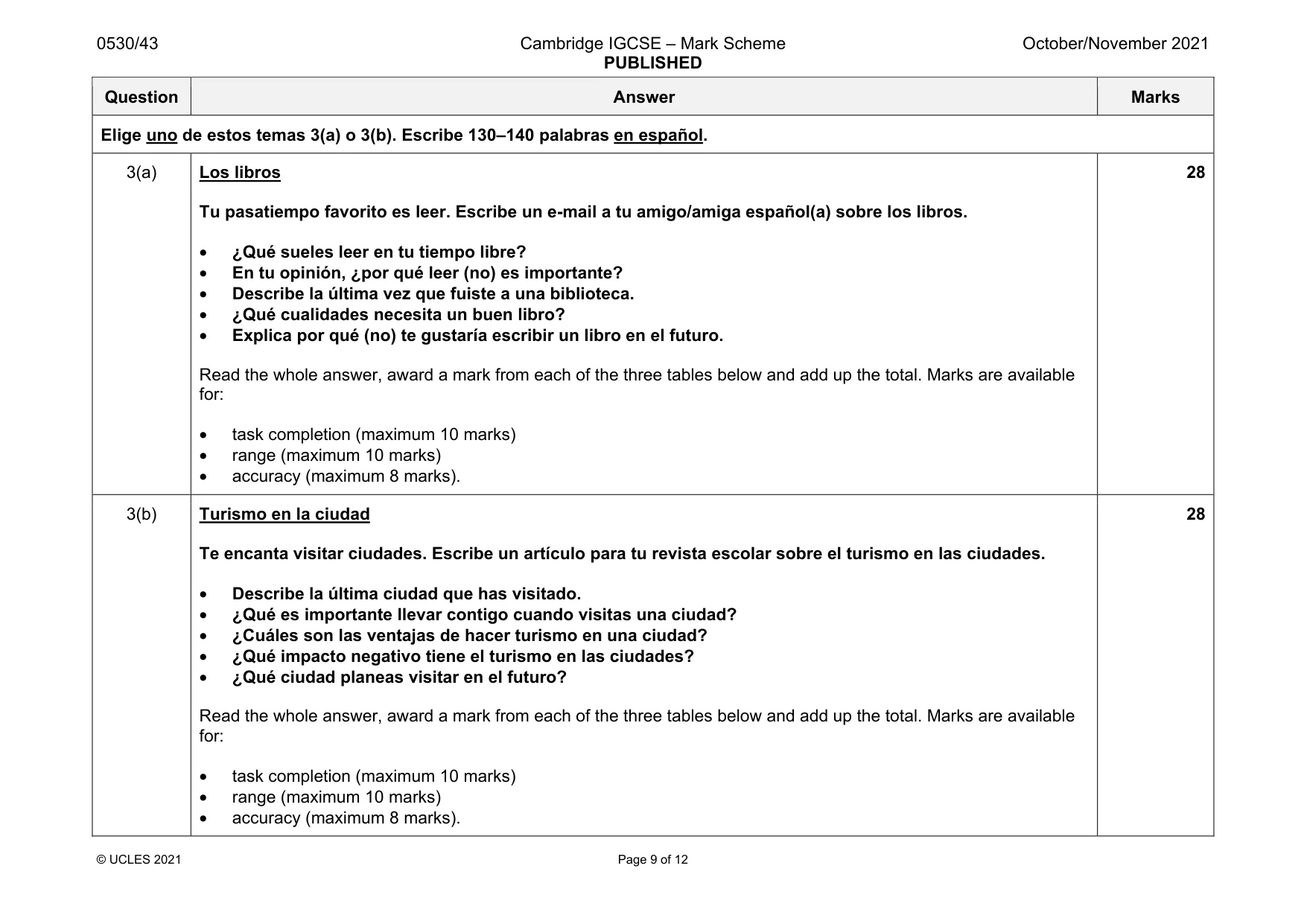 Mark scheme, page 9 of 12