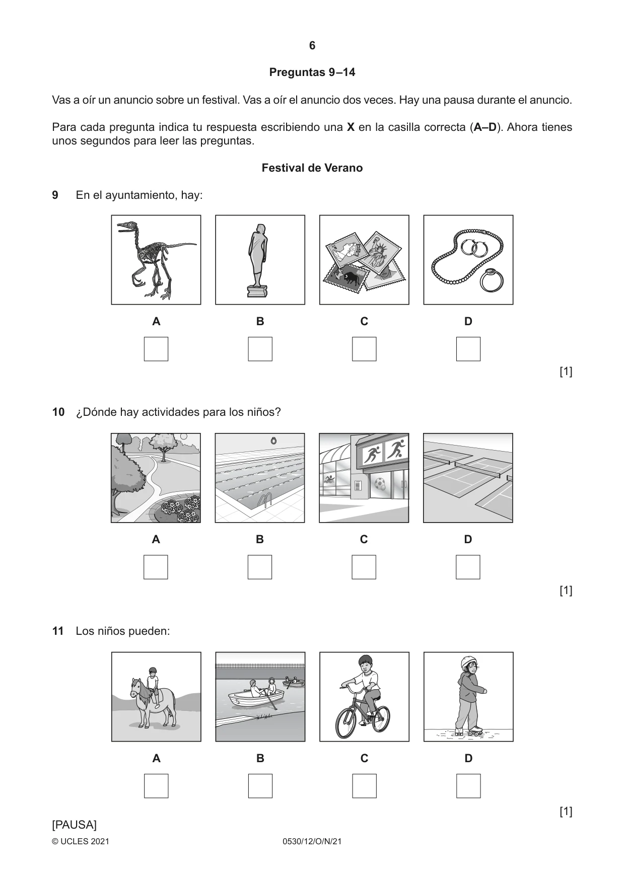 Cambridge IGCSE Spanish - Foreign Language 0530 2021 Oct/Nov Paper 1 · Variant 2 question paper, page 6 of 16
