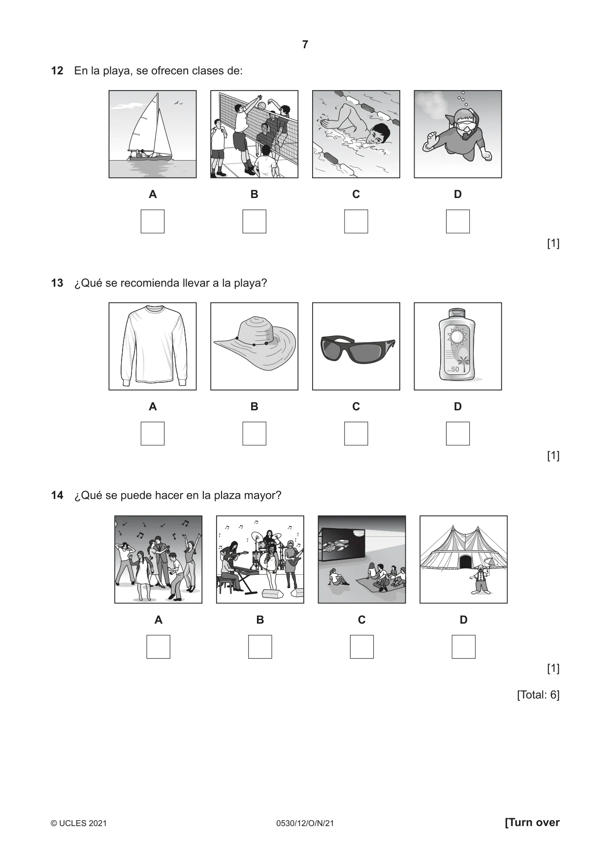 Cambridge IGCSE Spanish - Foreign Language 0530 2021 Oct/Nov Paper 1 · Variant 2 question paper, page 7 of 16