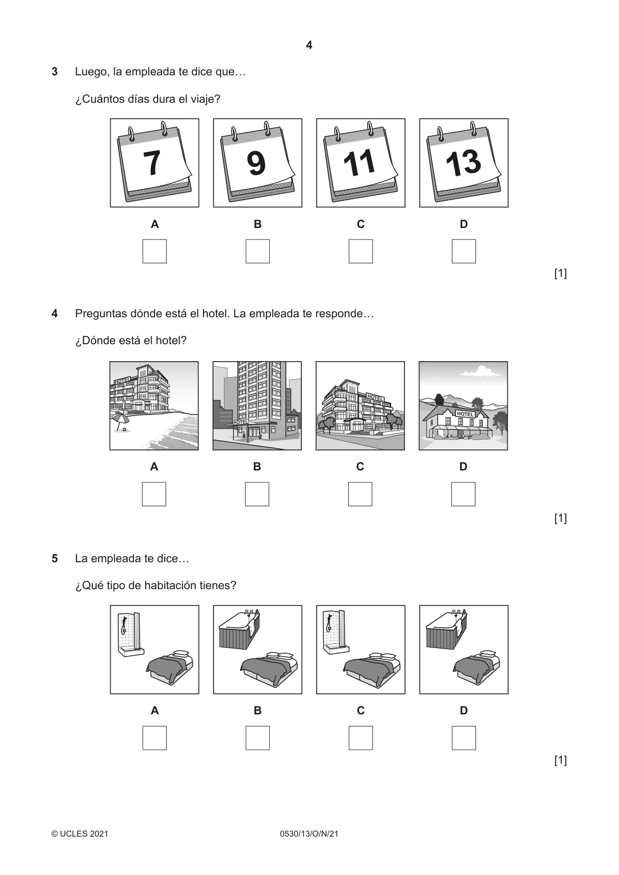Cambridge IGCSE Spanish - Foreign Language 0530 2021 Oct/Nov Paper 1 · Variant 3 question paper, page 4 of 16
