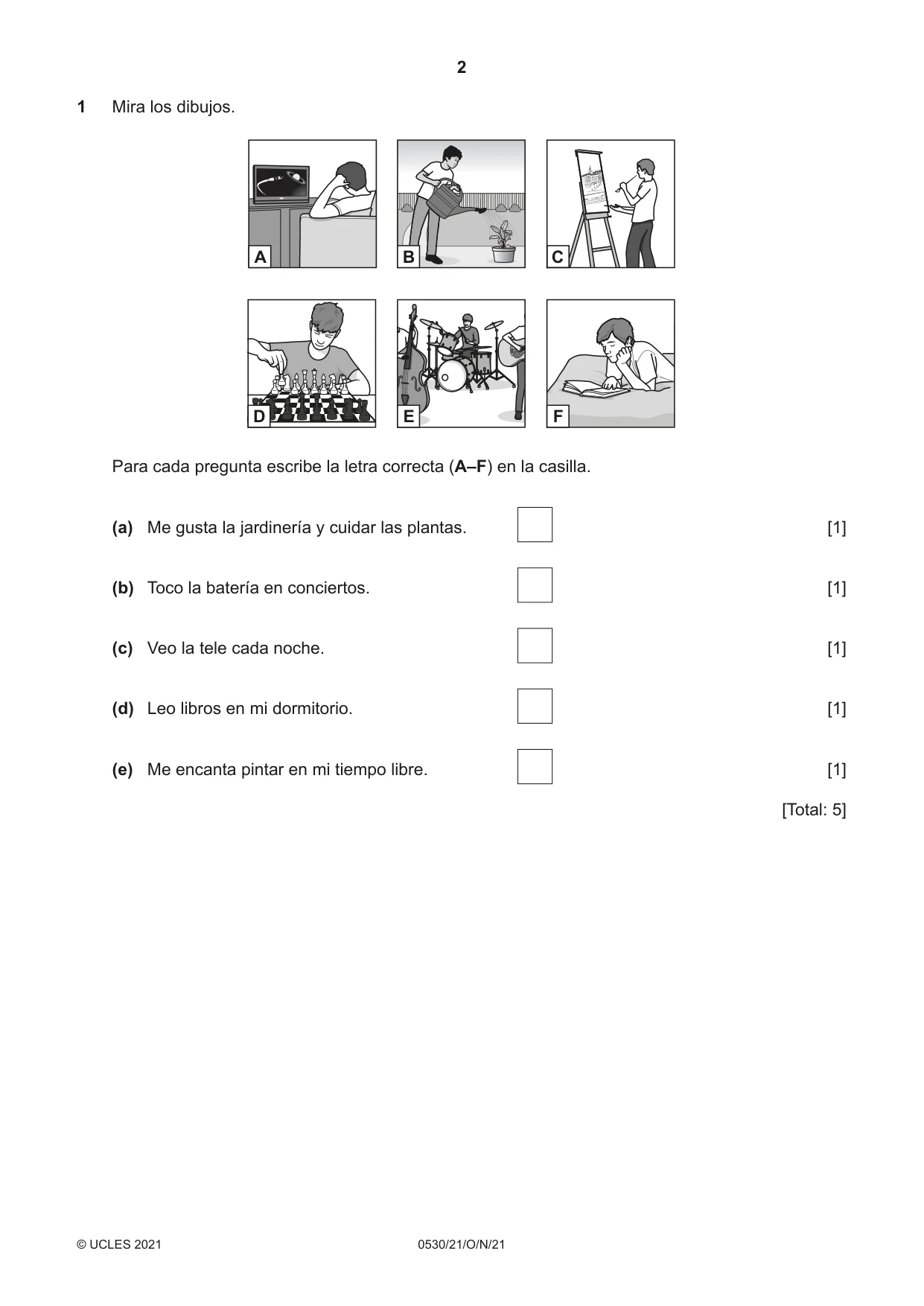 Cambridge IGCSE Spanish - Foreign Language 0530 2021 Oct/Nov Paper 2 · Variant 1 question paper, page 2 of 12