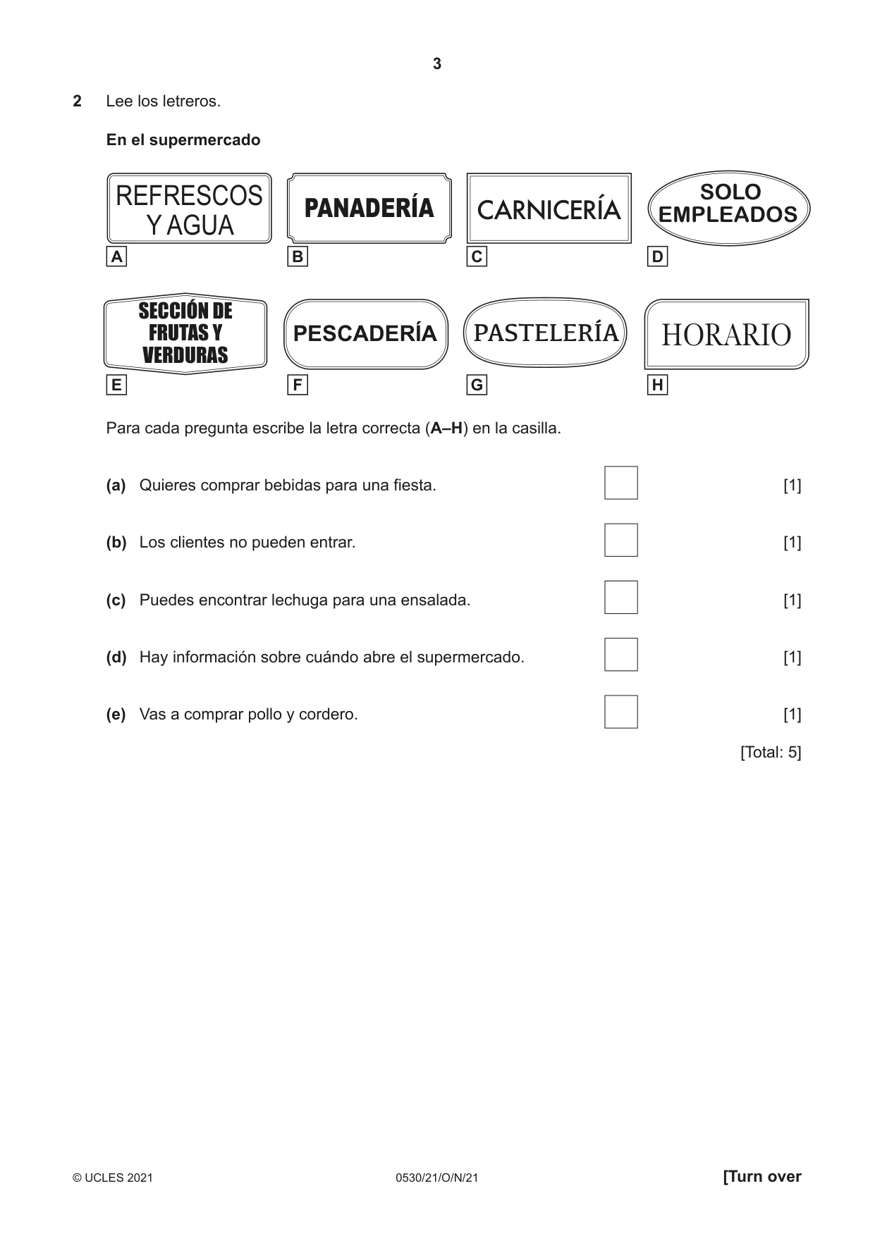 Cambridge IGCSE Spanish - Foreign Language 0530 2021 Oct/Nov Paper 2 · Variant 1 question paper, page 3 of 12