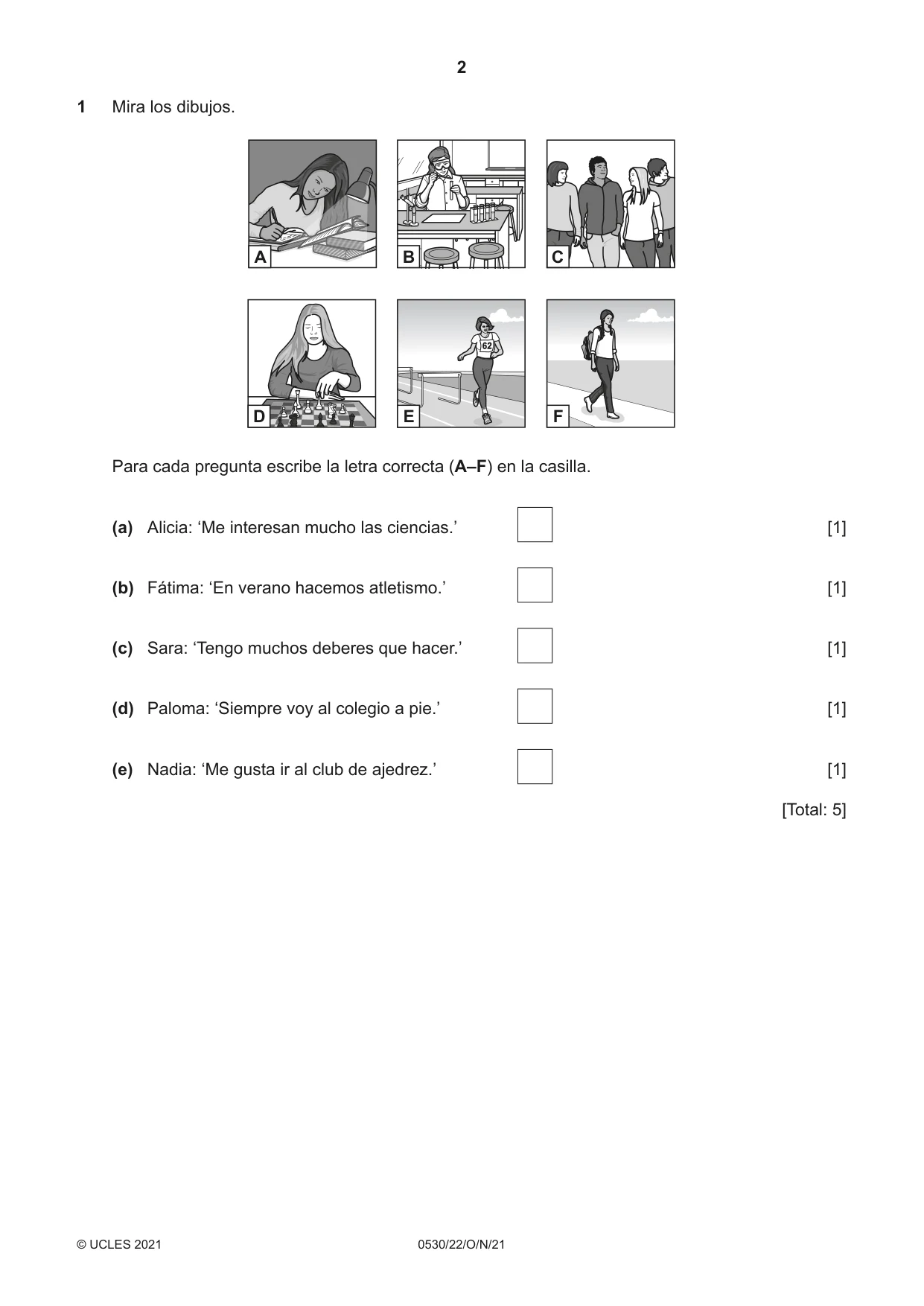 Cambridge IGCSE Spanish - Foreign Language 0530 2021 Oct/Nov Paper 2 · Variant 2 question paper, page 2 of 12