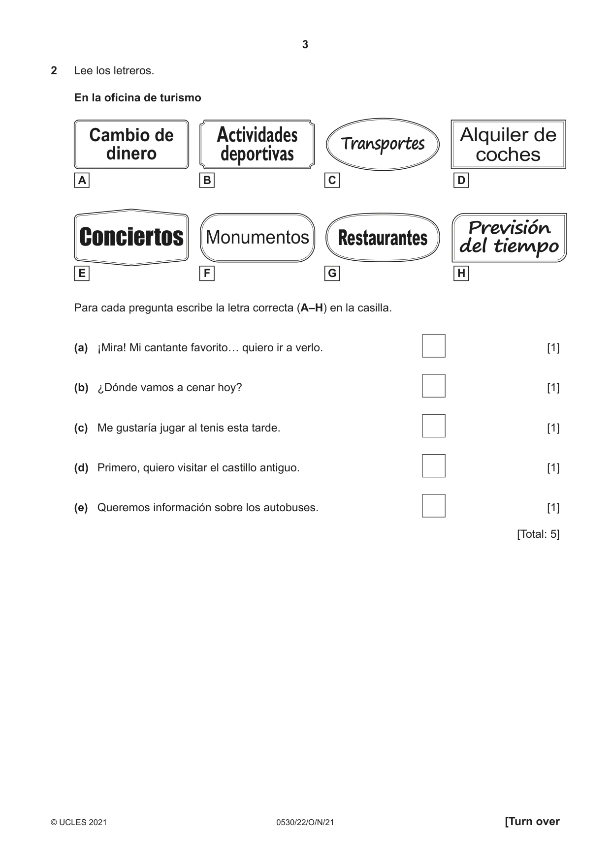 Cambridge IGCSE Spanish - Foreign Language 0530 2021 Oct/Nov Paper 2 · Variant 2 question paper, page 3 of 12