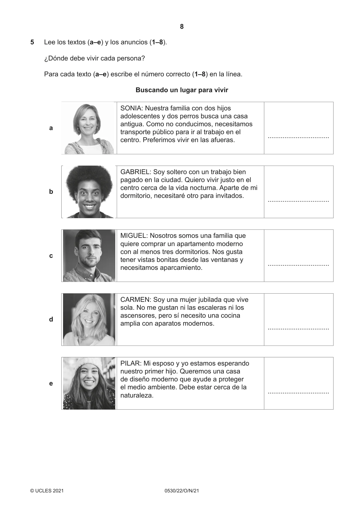 Cambridge IGCSE Spanish - Foreign Language 0530 2021 Oct/Nov Paper 2 · Variant 2 question paper, page 8 of 12