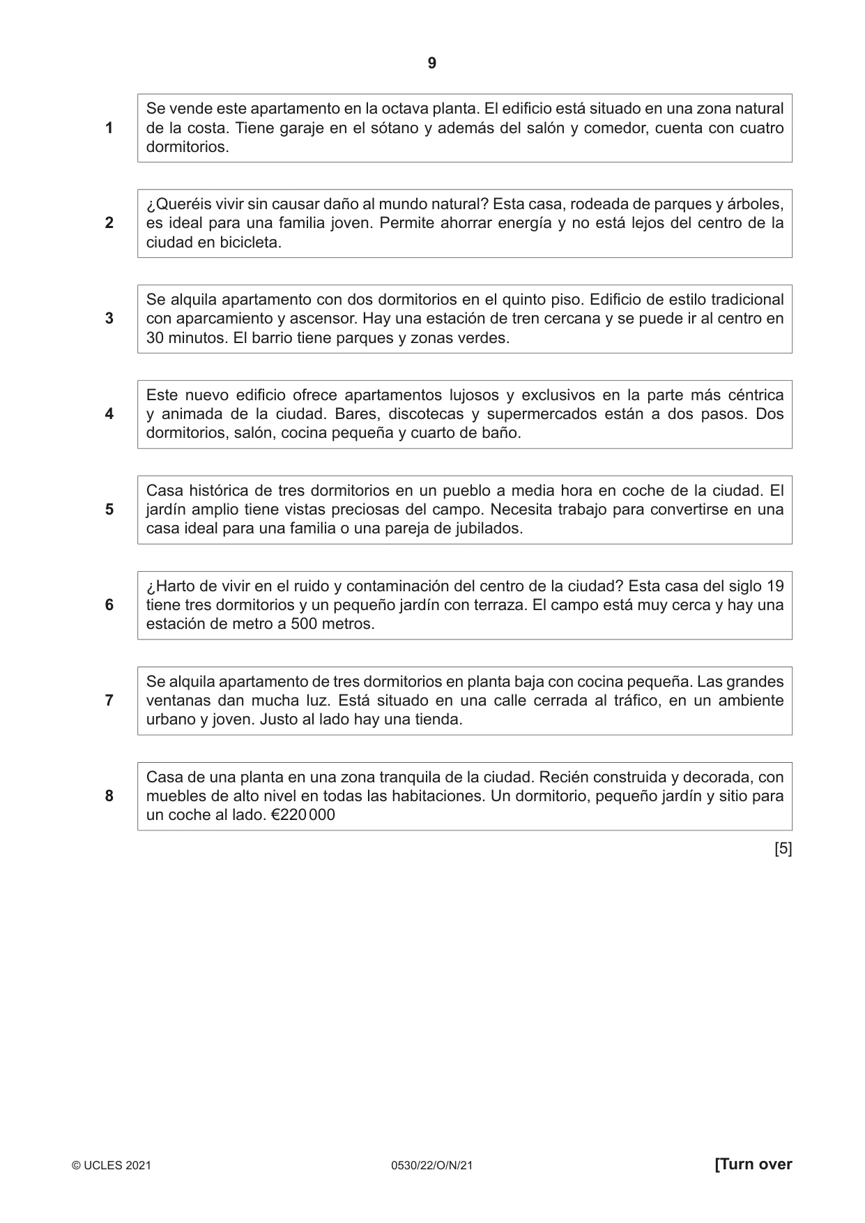 Cambridge IGCSE Spanish - Foreign Language 0530 2021 Oct/Nov Paper 2 · Variant 2 question paper, page 9 of 12