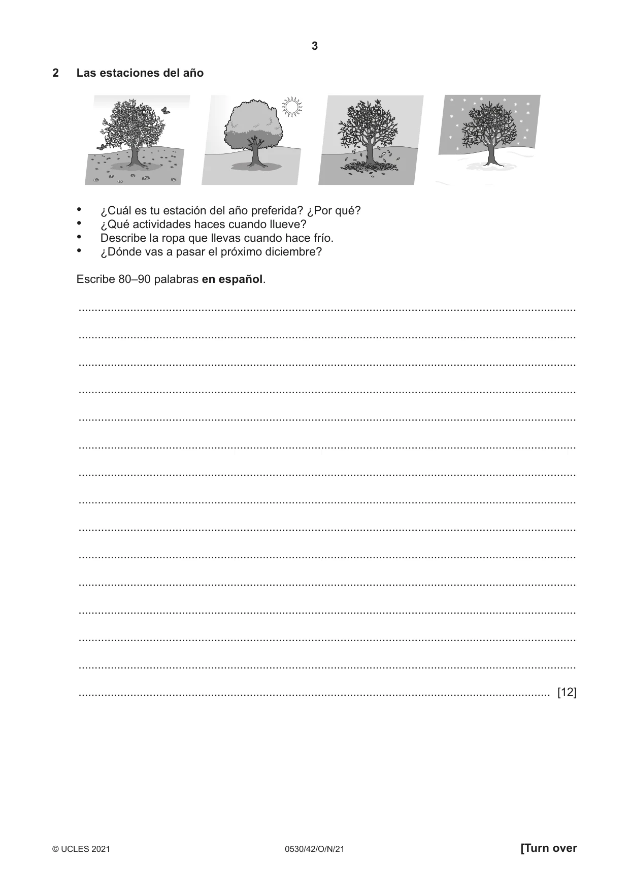 Cambridge IGCSE Spanish - Foreign Language 0530 2021 Oct/Nov Paper 4 · Variant 2 question paper, page 3 of 8