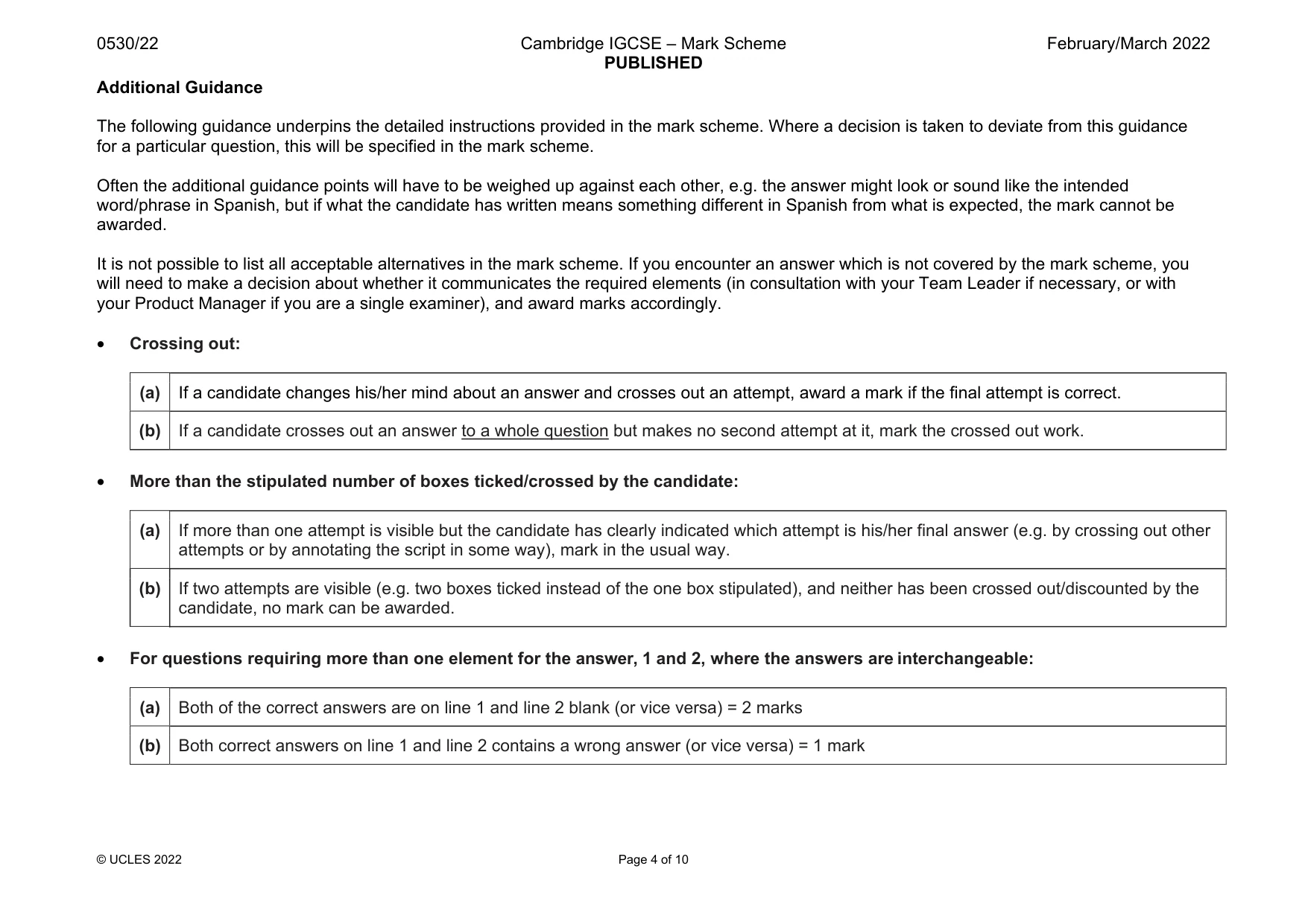 Mark scheme, page 4 of 10