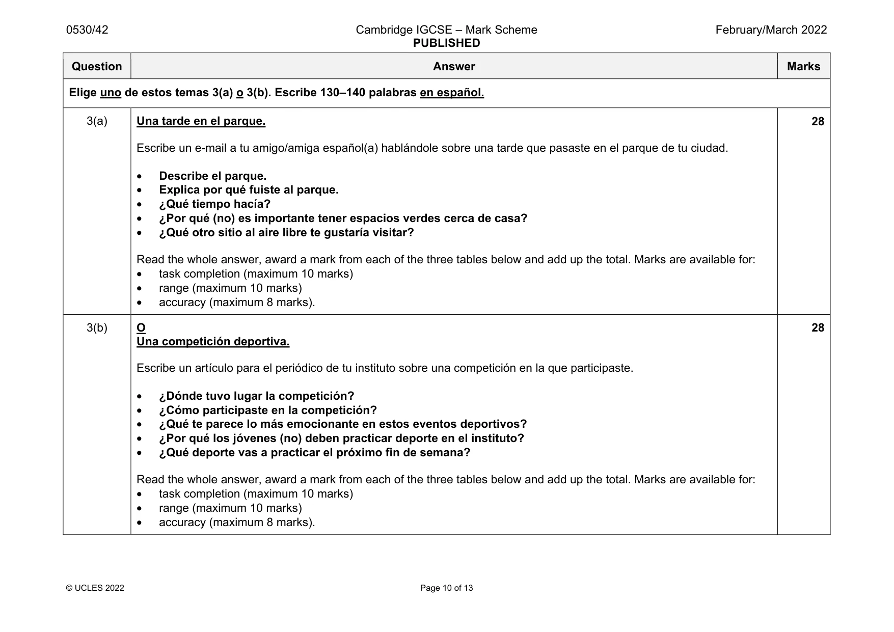Mark scheme, page 10 of 13