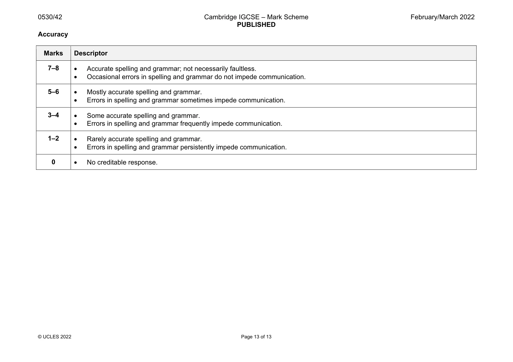Mark scheme, page 13 of 13