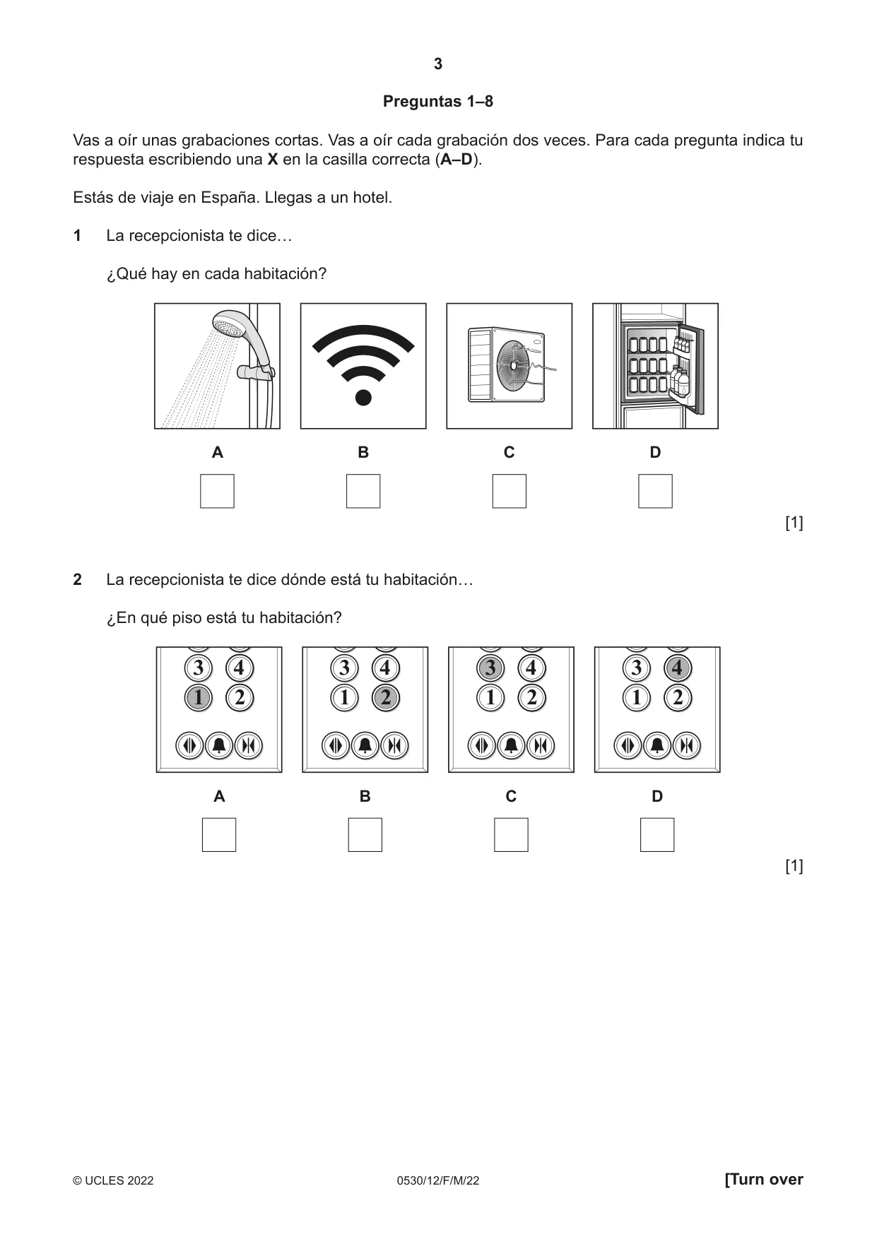 Cambridge IGCSE Spanish - Foreign Language 0530 2022 Feb/March Paper 1 · Variant 2 question paper, page 3 of 16
