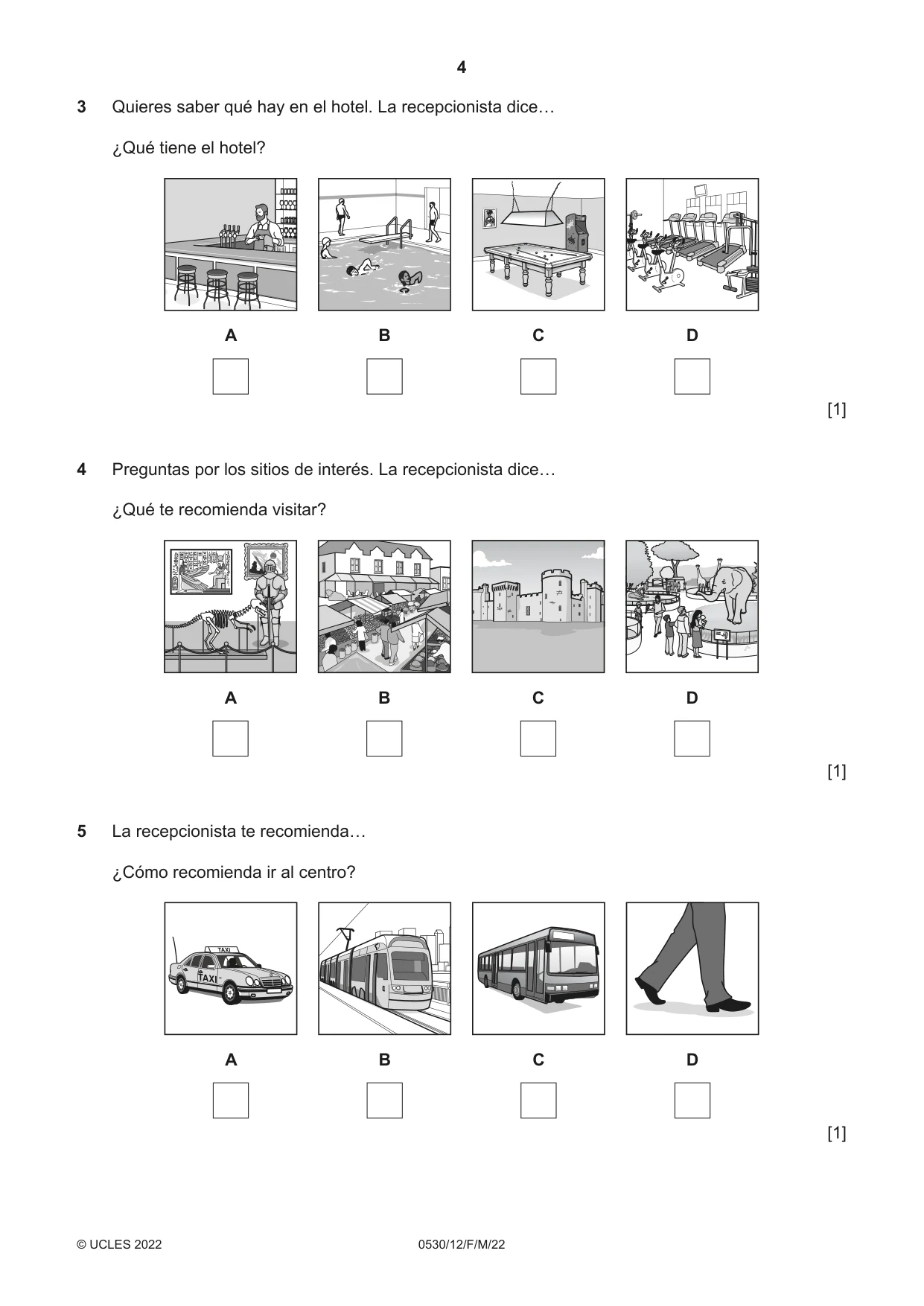 Cambridge IGCSE Spanish - Foreign Language 0530 2022 Feb/March Paper 1 · Variant 2 question paper, page 4 of 16