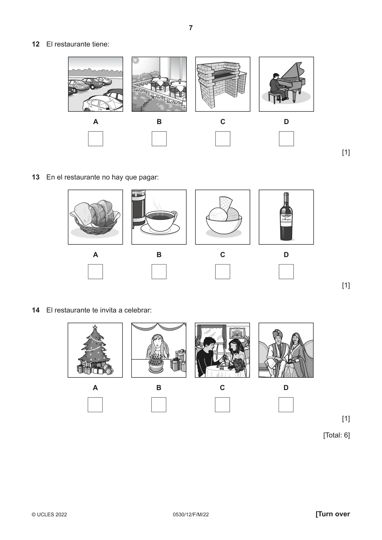 Cambridge IGCSE Spanish - Foreign Language 0530 2022 Feb/March Paper 1 · Variant 2 question paper, page 7 of 16