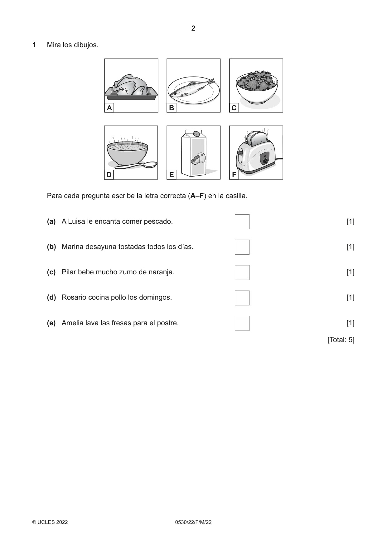 Cambridge IGCSE Spanish - Foreign Language 0530 2022 Feb/March Paper 2 · Variant 2 question paper, page 2 of 12